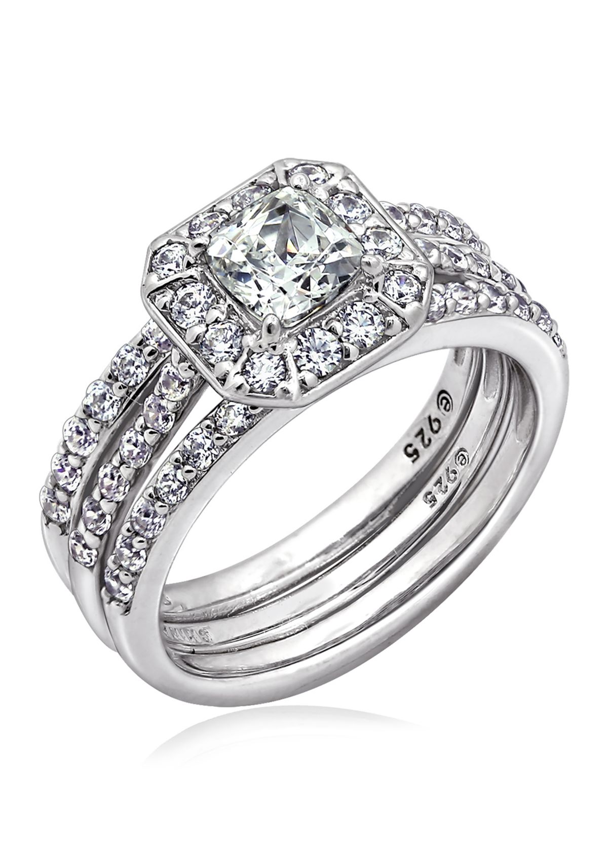 1.6 ct. t.w. Swarovski® Zirconia Ascher Cut Insert Ring Set