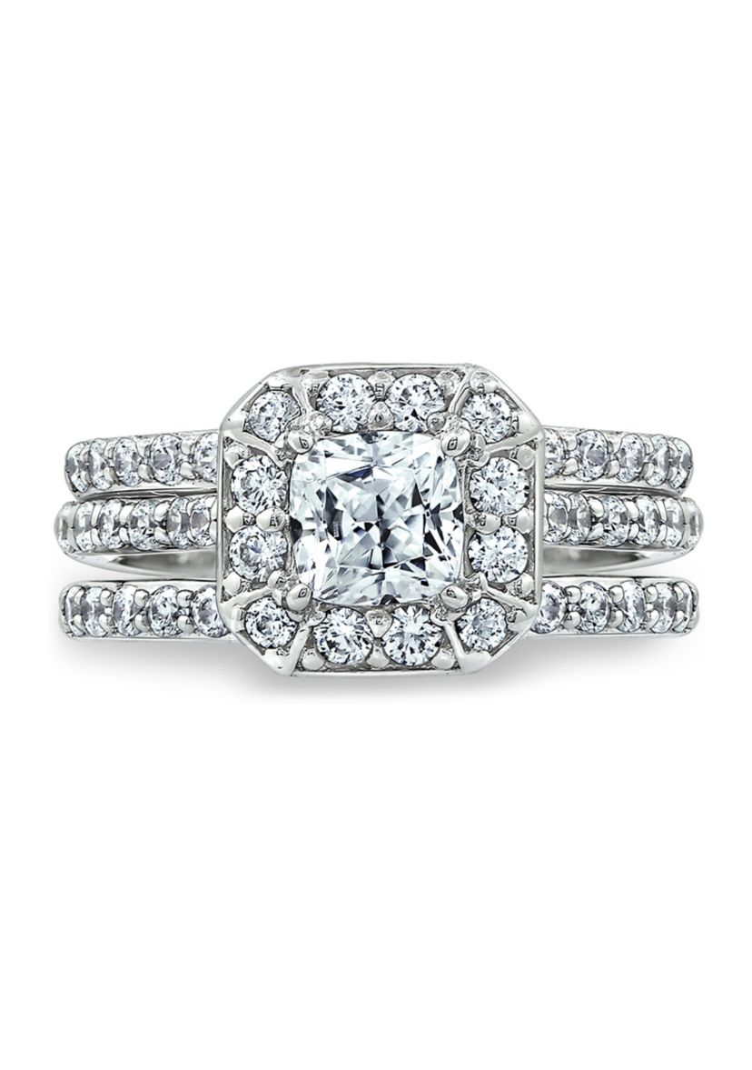 1.6 ct. t.w. Swarovski® Zirconia Ascher Cut Insert Ring Set