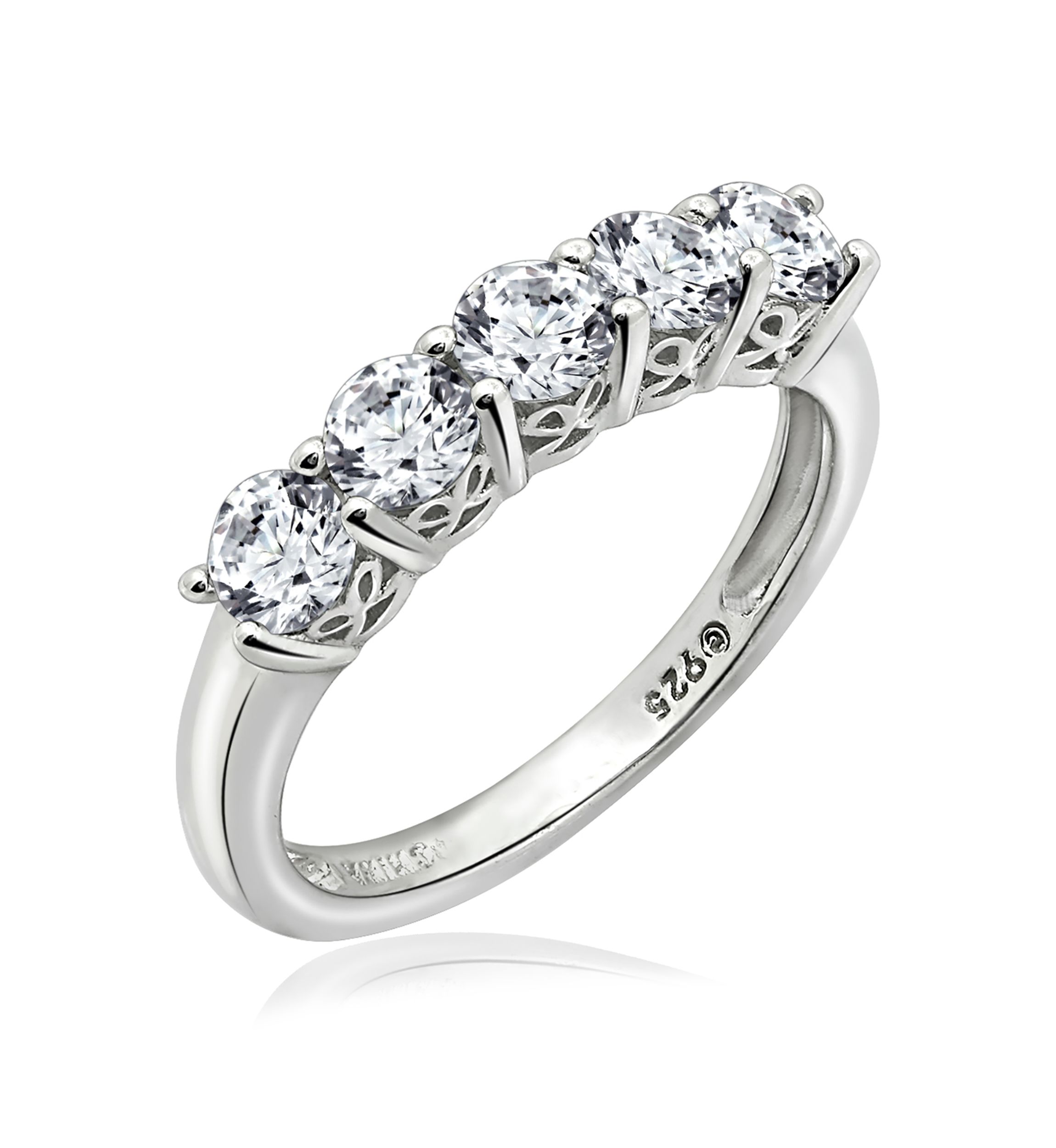 1.3 ct. t.w. Swarovski® Zirconia Round-Cut 5 Stone Ring