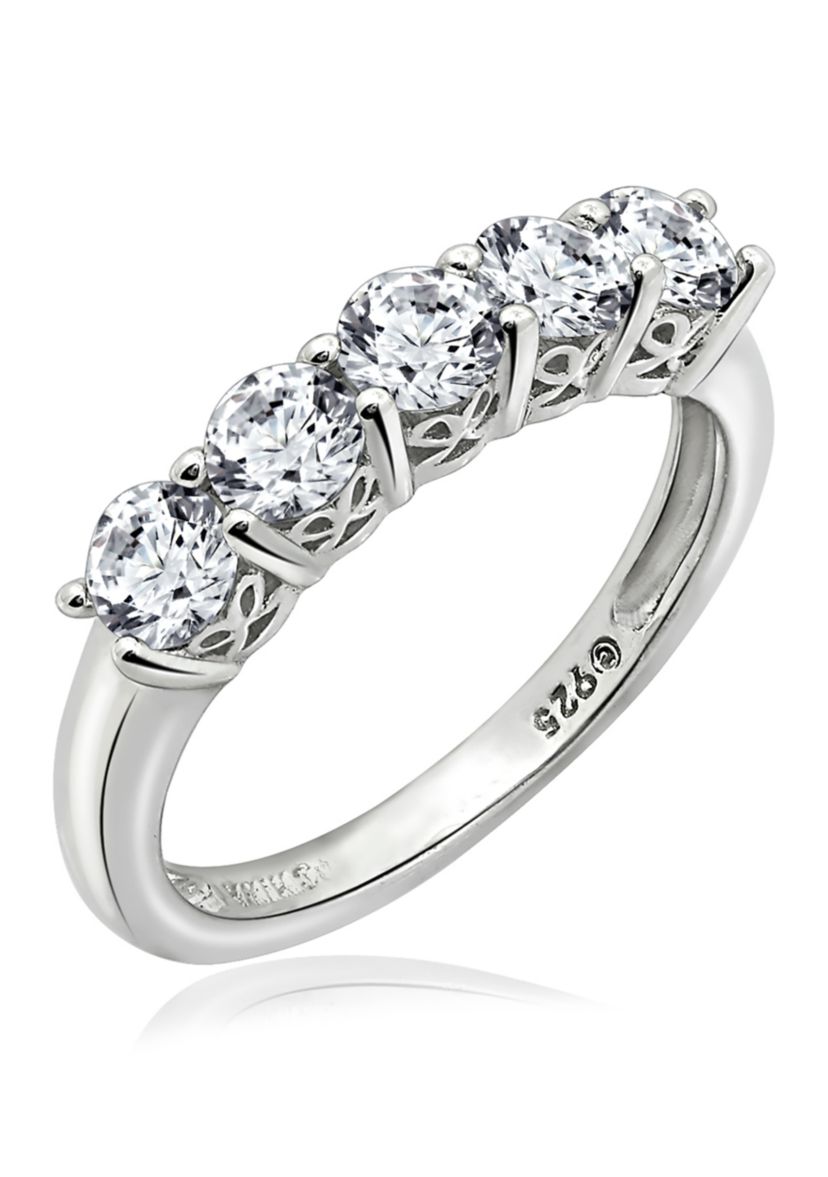 1.3 ct. t.w. Swarovski® Zirconia Round-Cut 5 Stone Ring