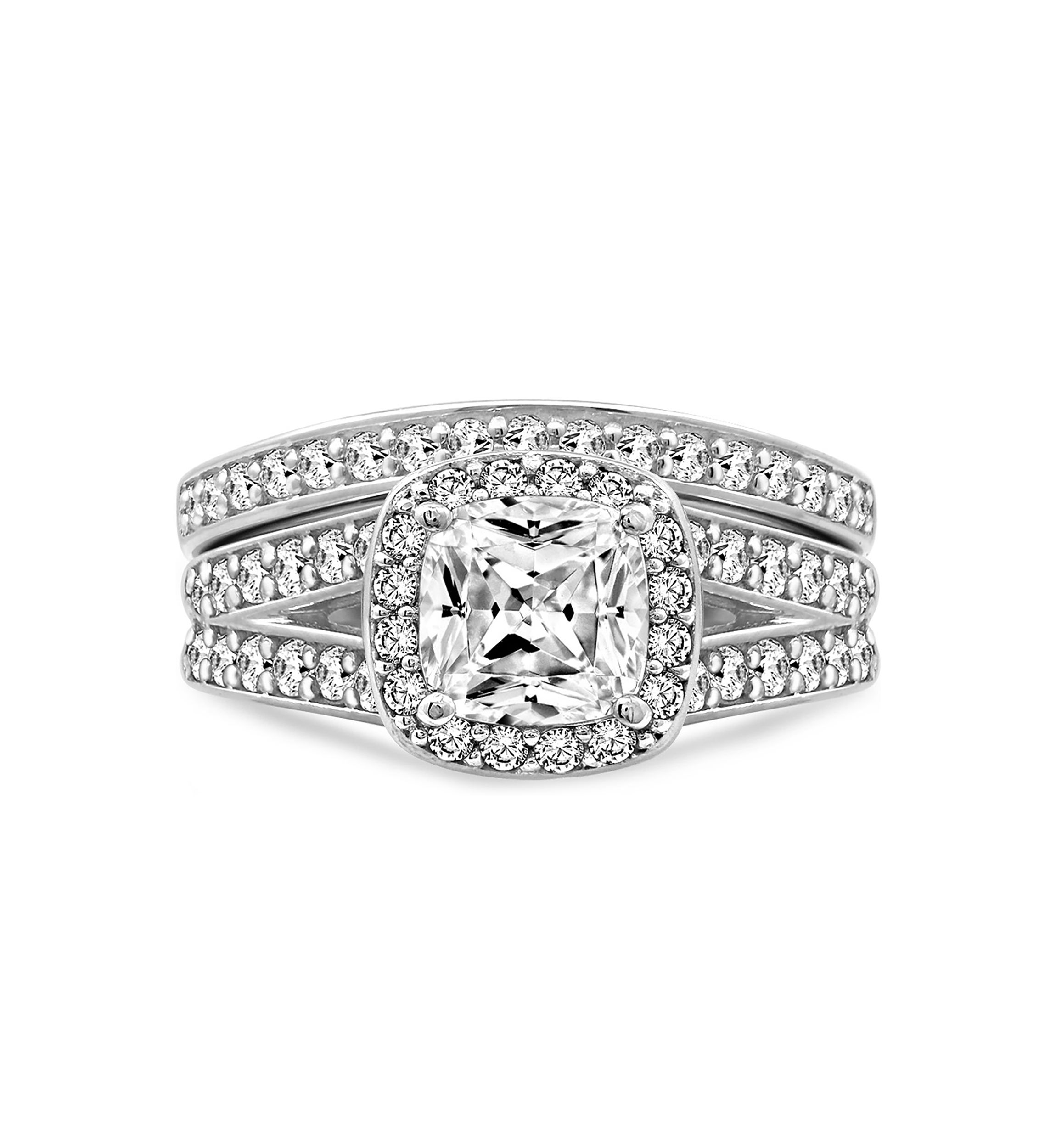 3 ct. t.w. Swarovski® Zirconia Cushion Halo Ring Set