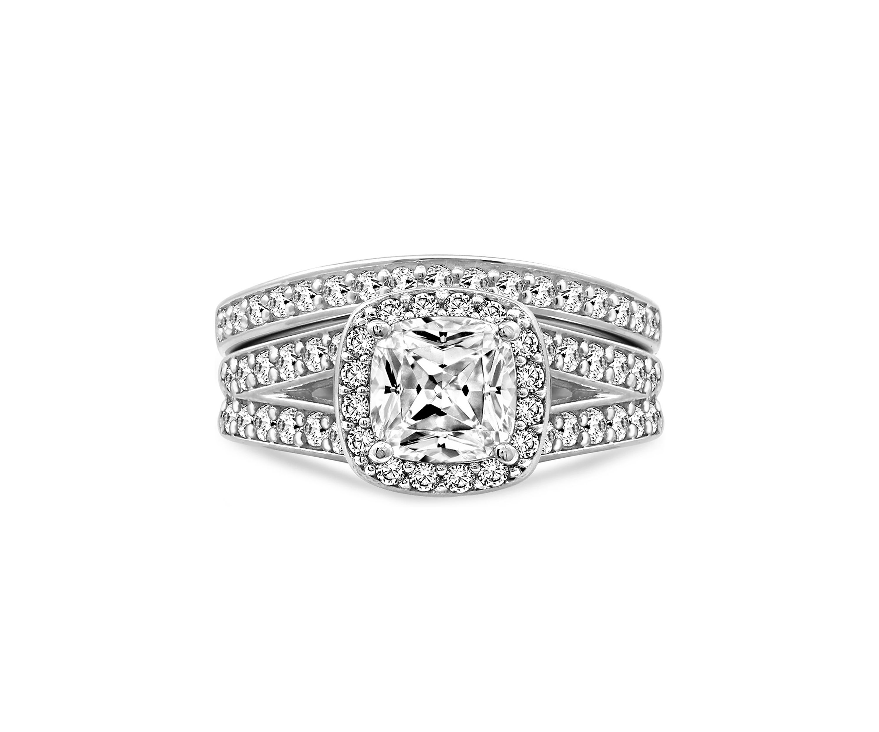 3 ct. t.w. Swarovski® Zirconia Cushion Halo Ring Set