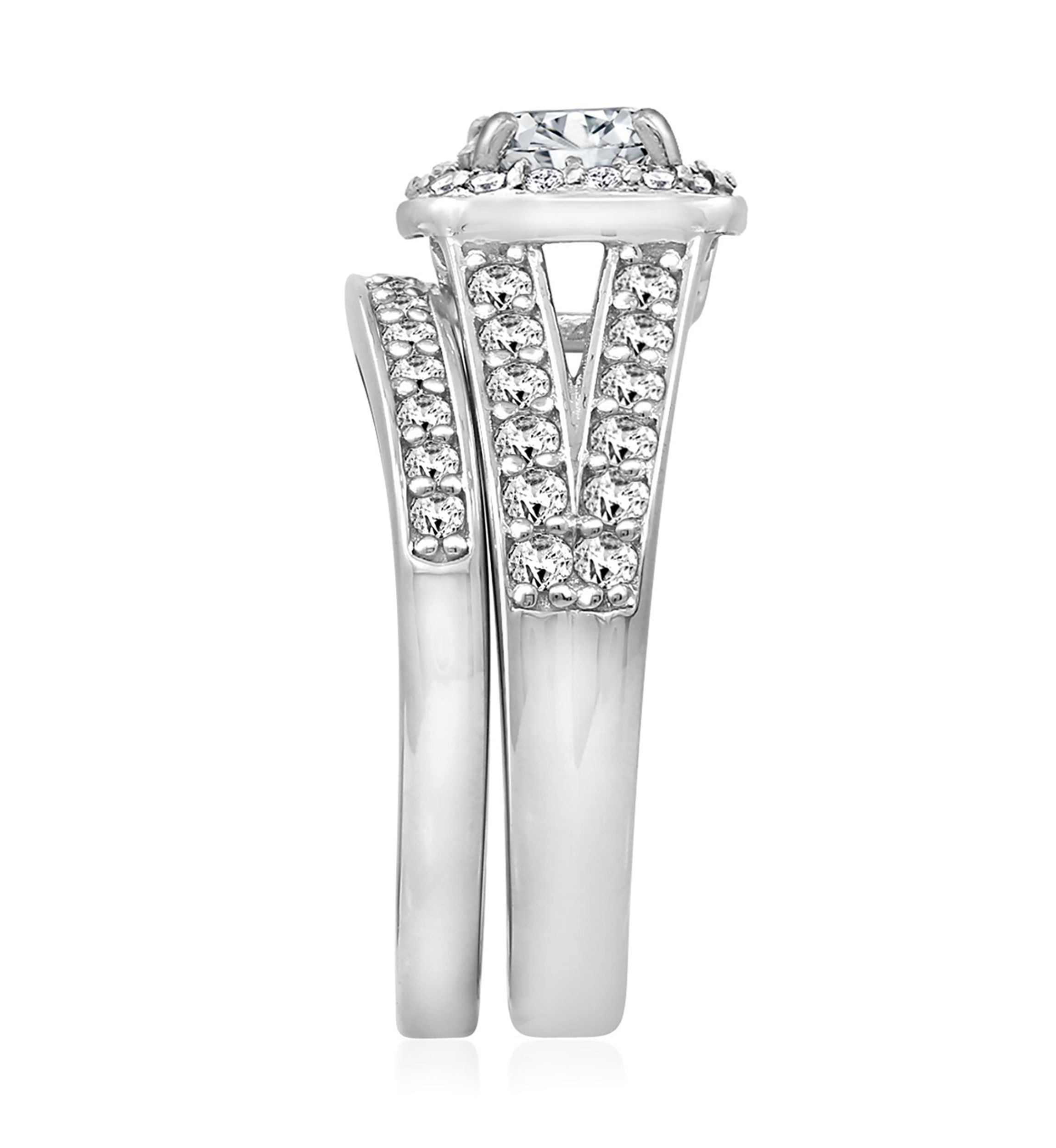 3 ct. t.w. Swarovski® Zirconia Cushion Halo Ring Set