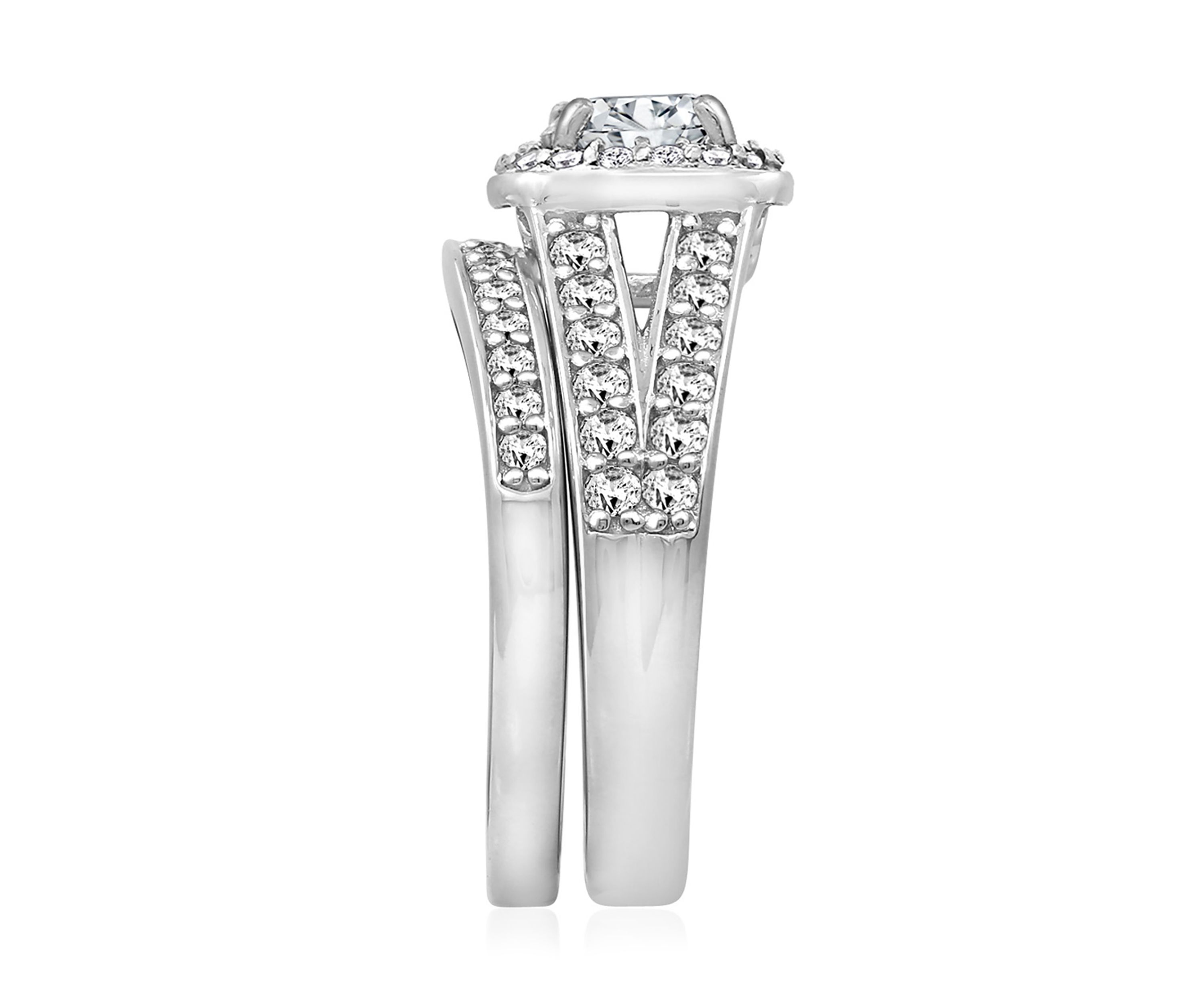 3 ct. t.w. Swarovski® Zirconia Cushion Halo Ring Set
