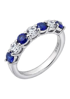 1.5 ct. t.w. Swarovski® Zirconia 7-Stone Round-Cut and Created Sapphire Ring