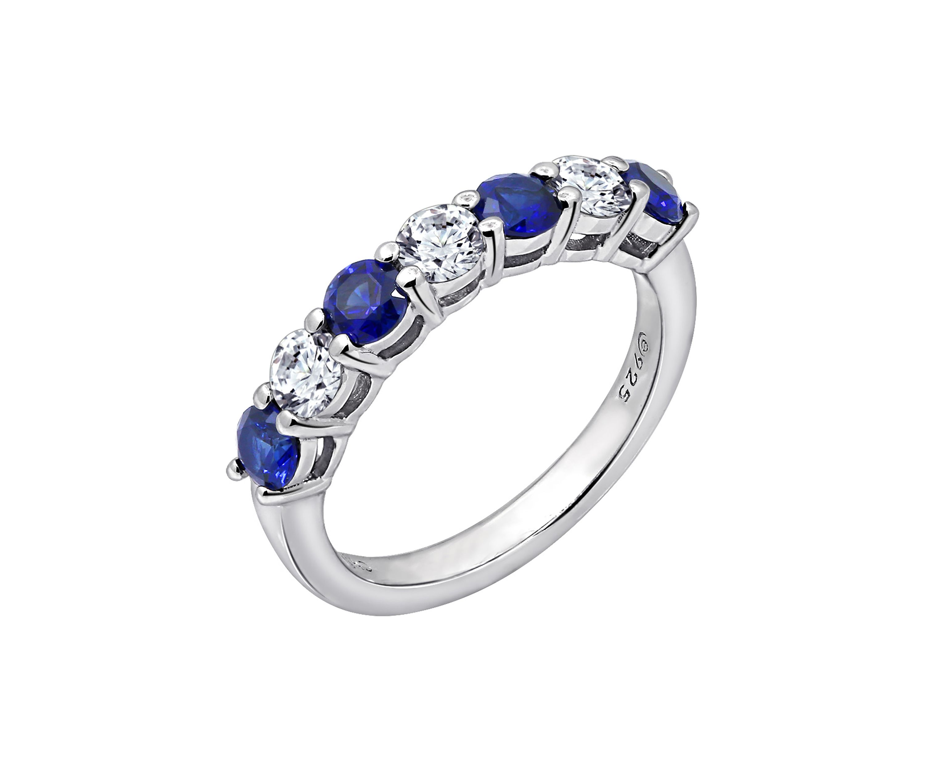 1.5 ct. t.w. Swarovski® Zirconia 7-Stone Round-Cut and Created Sapphire Ring