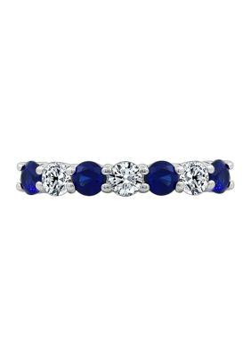 1.5 ct. t.w. Swarovski® Zirconia 7-Stone Round-Cut and Created Sapphire Ring