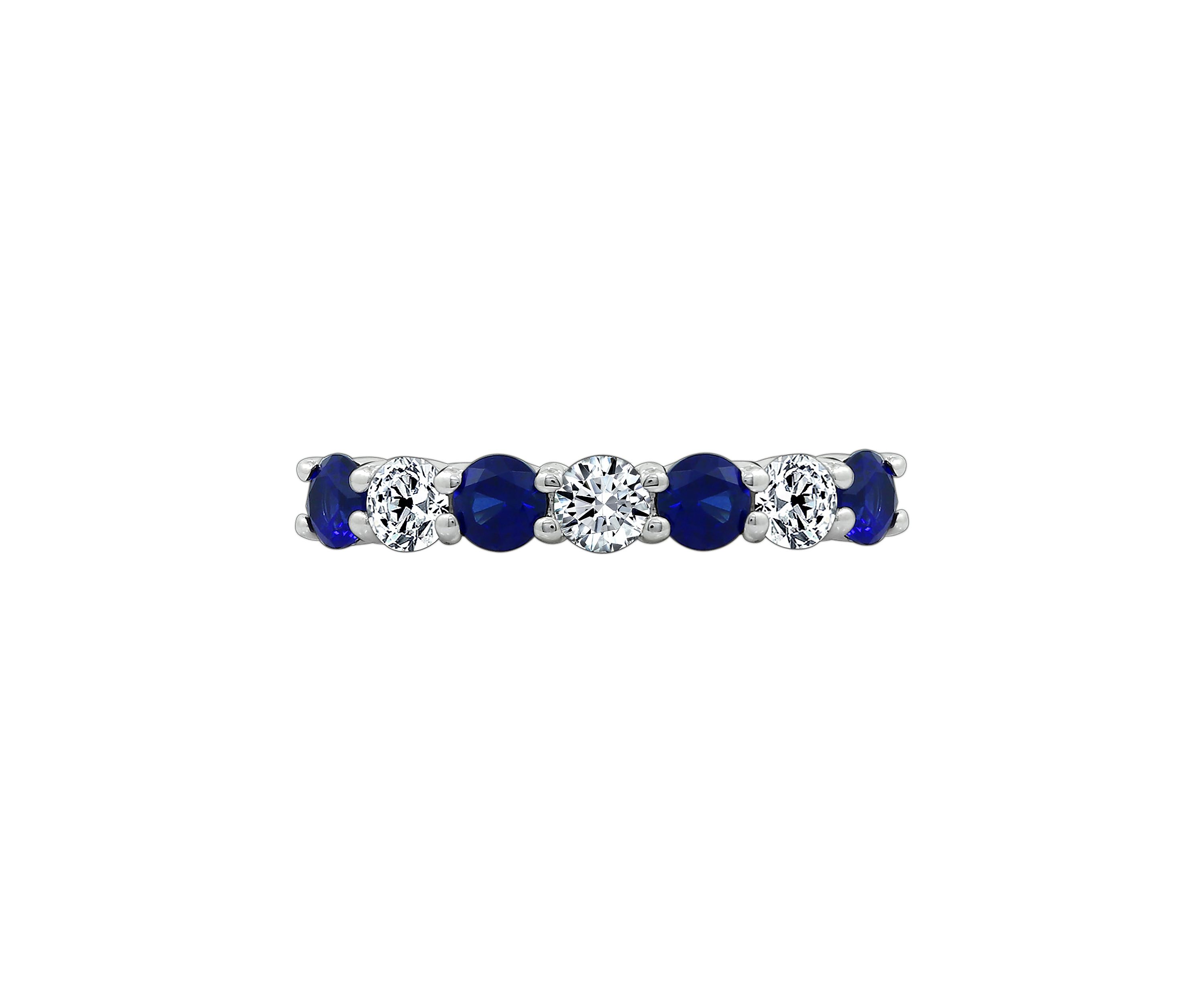 1.5 ct. t.w. Swarovski® Zirconia 7-Stone Round-Cut and Created Sapphire Ring