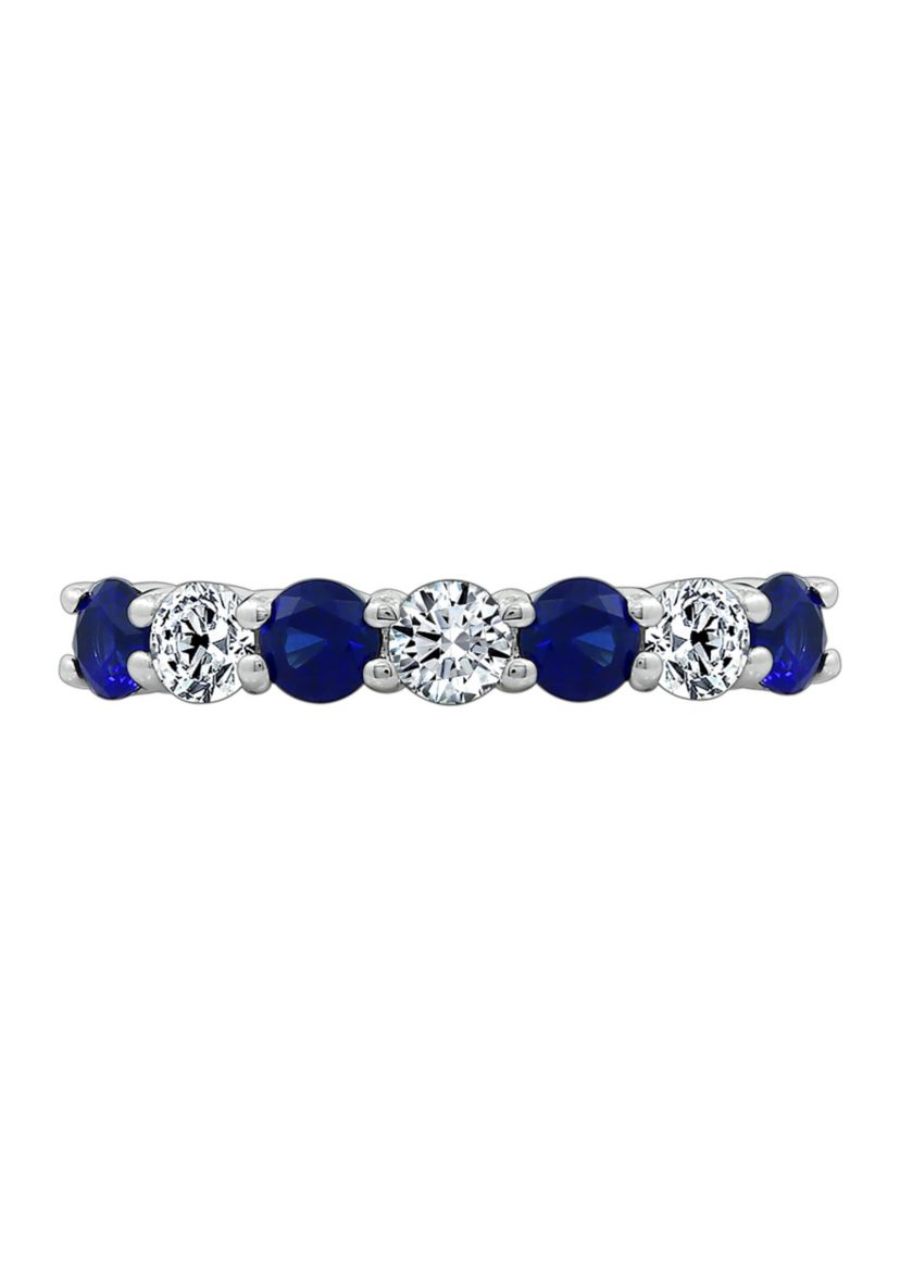 1.5 ct. t.w. Swarovski® Zirconia 7-Stone Round-Cut and Created Sapphire Ring