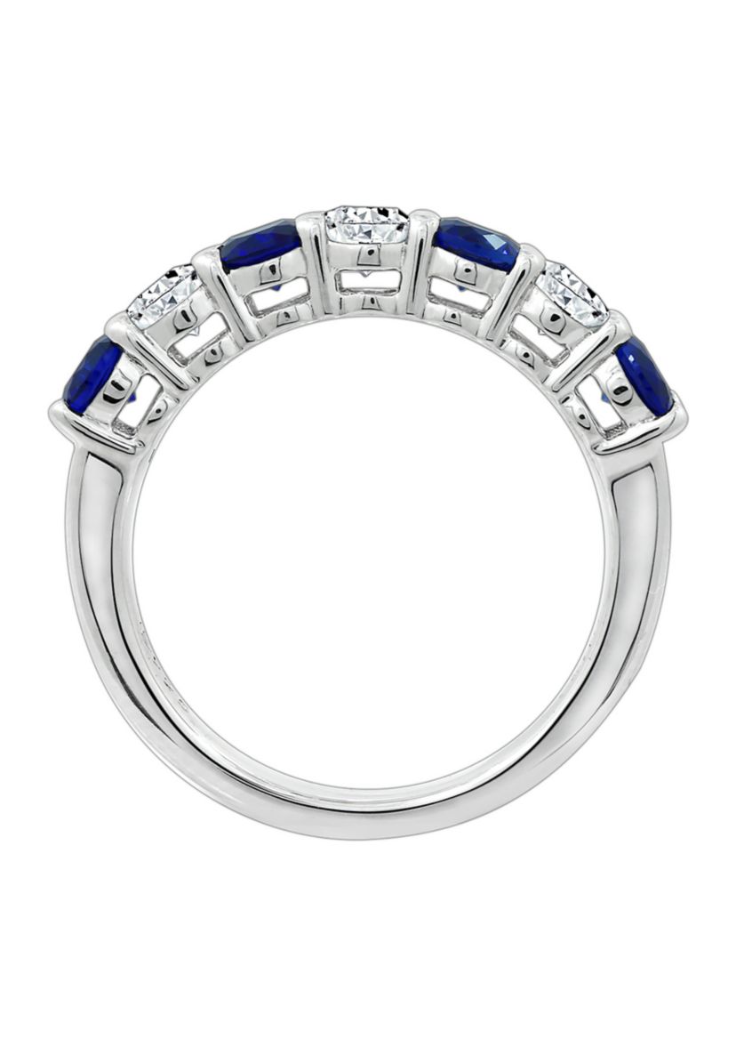 1.5 ct. t.w. Swarovski® Zirconia 7-Stone Round-Cut and Created Sapphire Ring