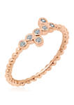 1/8 ct. t.w. Cubic Zirconia Rose Gold Plated Sterling Silver a Bezel 7 Stone Granule Ring