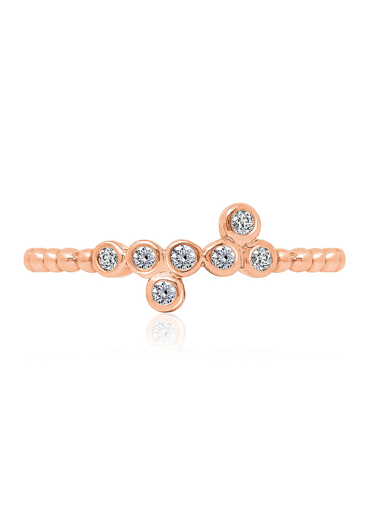 1/8 ct. t.w. Cubic Zirconia Rose Gold Plated Sterling Silver a Bezel 7 Stone Granule Ring