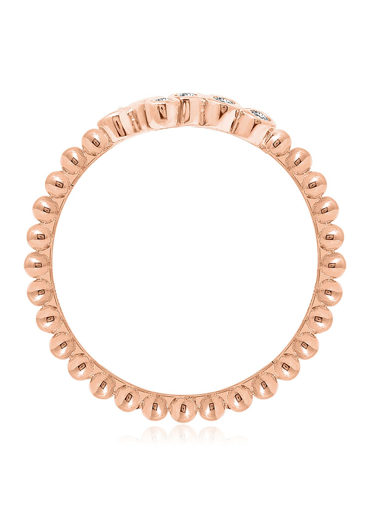 1/8 ct. t.w. Cubic Zirconia Rose Gold Plated Sterling Silver a Bezel 7 Stone Granule Ring