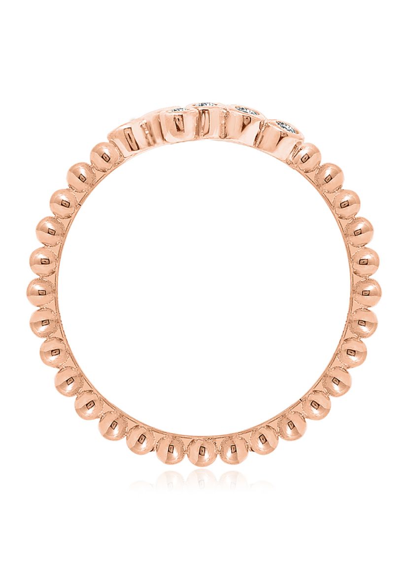 1/8 ct. t.w. Cubic Zirconia Rose Gold Plated Sterling Silver a Bezel 7 Stone Granule Ring