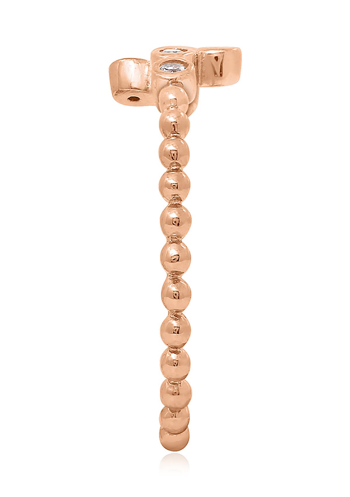 1/8 ct. t.w. Cubic Zirconia Rose Gold Plated Sterling Silver a Bezel 7 Stone Granule Ring