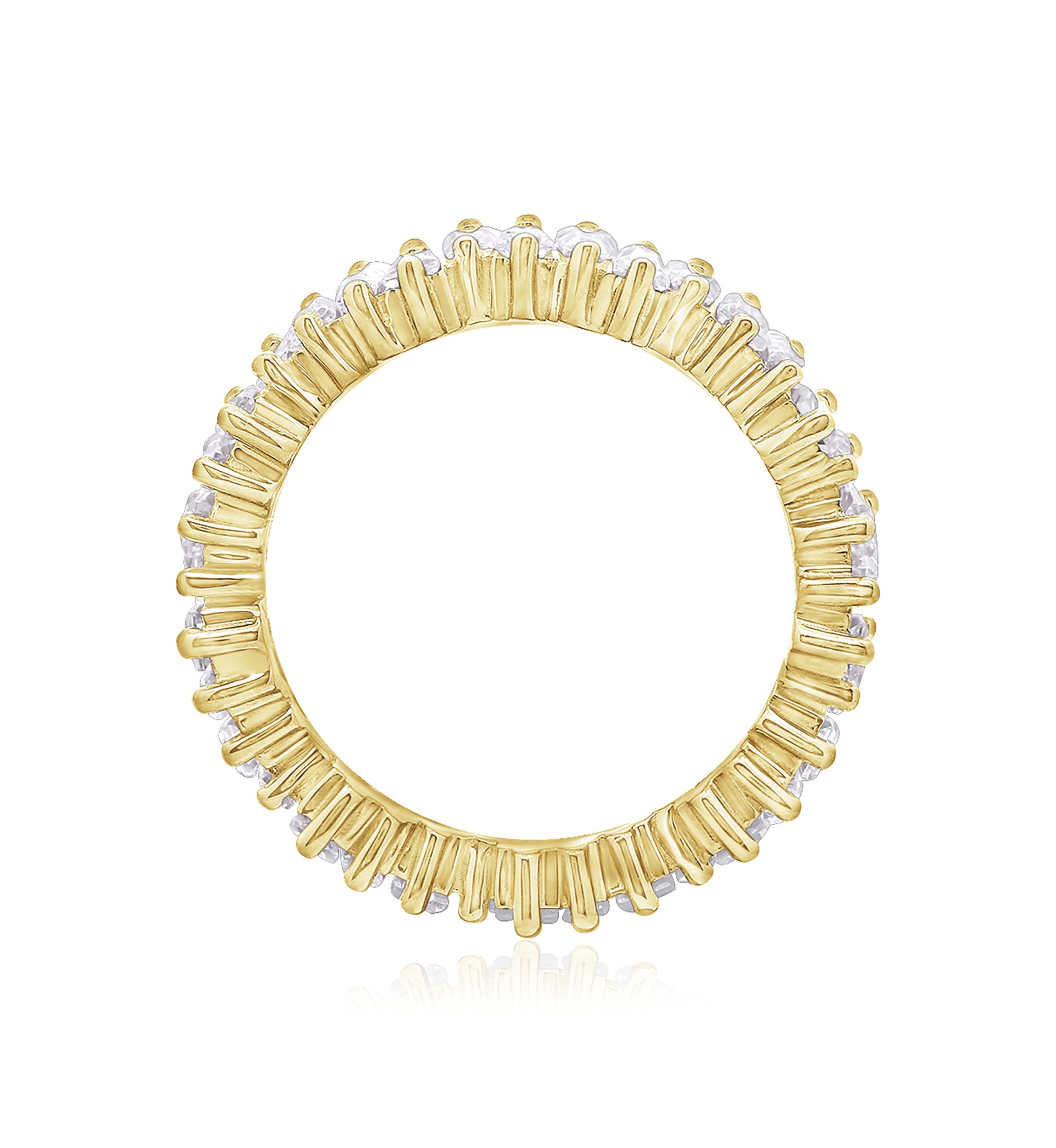 3.24 ct. t.w. Cubic Zirconia Yellow Gold Plated Sterling Silver Baguette Cut Wavy Eternity Band Ring
