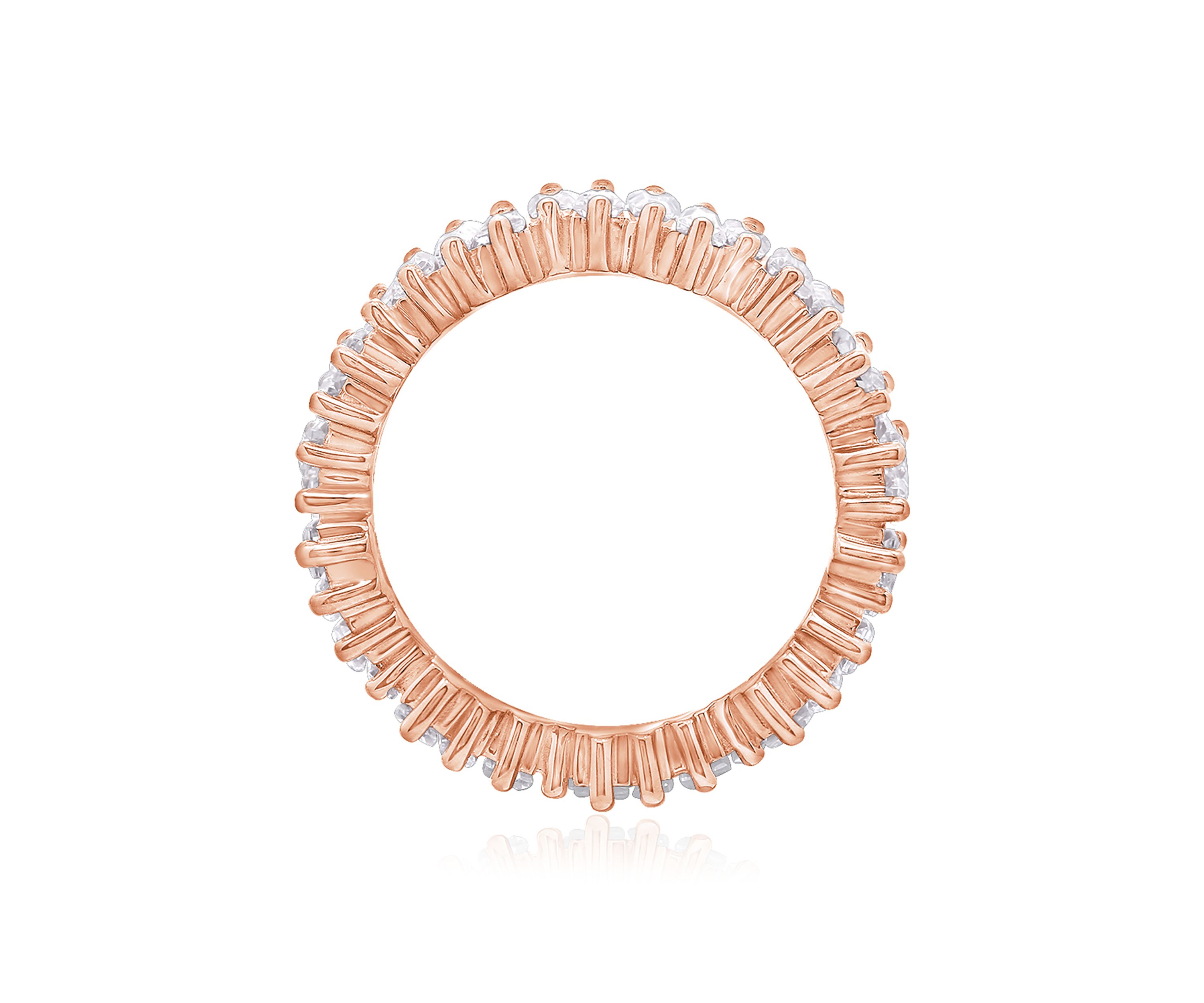 3.24 ct. t.w. Cubic Zirconia Rose Gold Plated Sterling Silver Baguette Cut Wavy Eternity Band Ring
