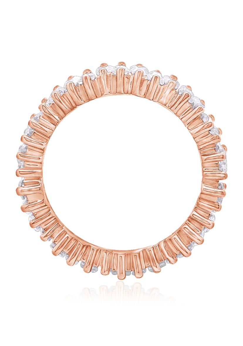 3.24 ct. t.w. Cubic Zirconia Rose Gold Plated Sterling Silver Baguette Cut Wavy Eternity Band Ring