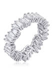 3.24 ct. t.w. Cubic Zirconia Platinum Plated Sterling Silver  Baguette Cut Wavy Eternity Band Ring