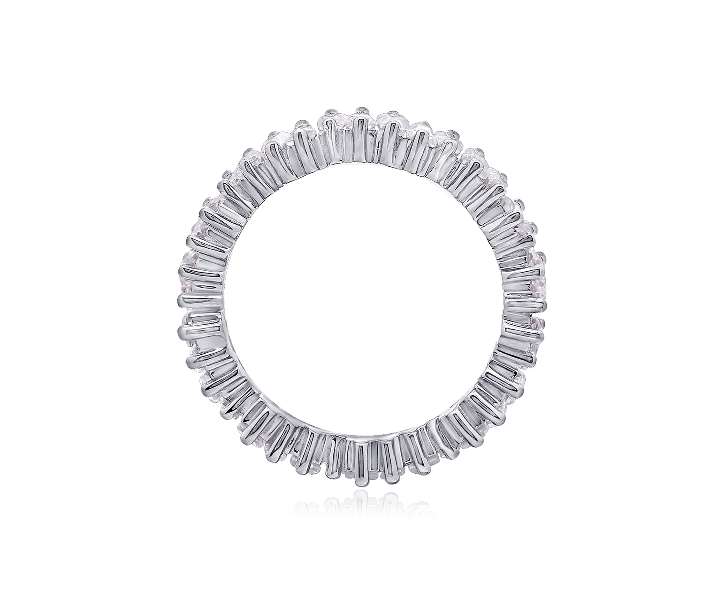 3.24 ct. t.w. Cubic Zirconia Platinum Plated Sterling Silver  Baguette Cut Wavy Eternity Band Ring