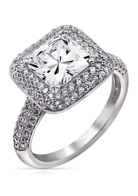 3.73 ct. t.w. Cubic Zirconia Platinum Plated Sterling Silver Large Square Double Halo Ring