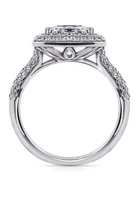 3.73 ct. t.w. Cubic Zirconia Platinum Plated Sterling Silver Large Square Double Halo Ring