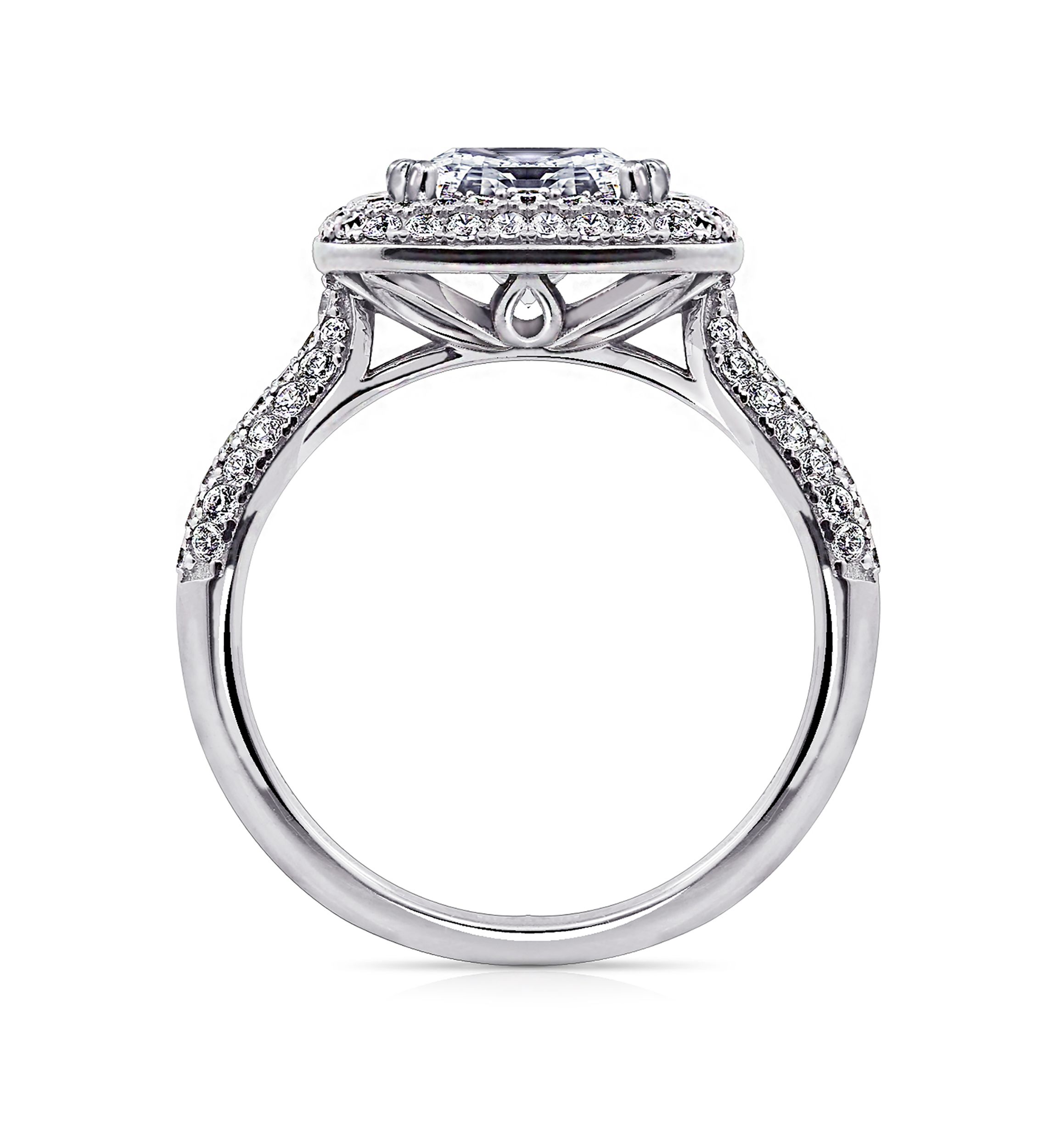 3.73 ct. t.w. Cubic Zirconia Platinum Plated Sterling Silver Large Square Double Halo Ring