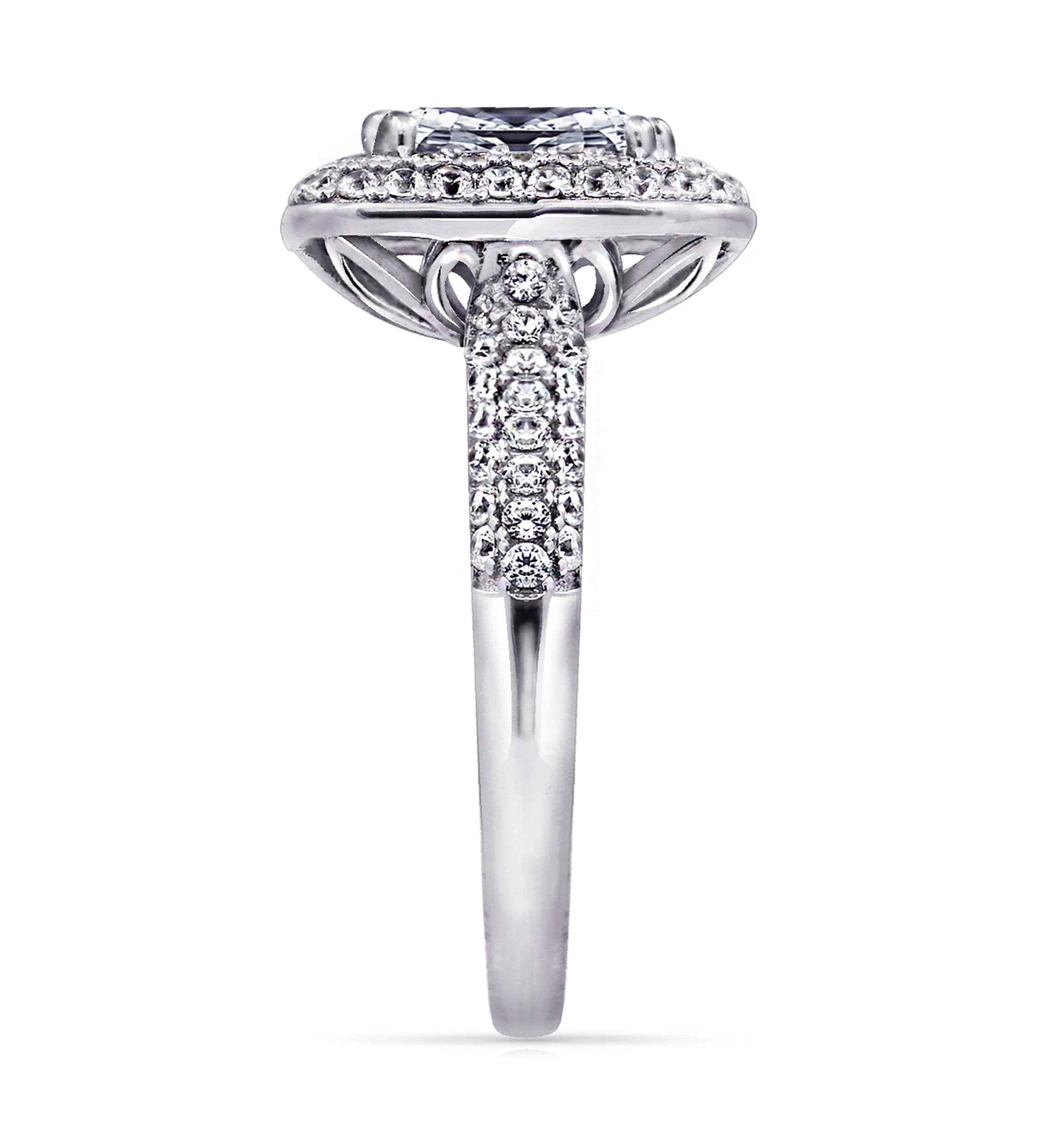 3.73 ct. t.w. Cubic Zirconia Platinum Plated Sterling Silver Large Square Double Halo Ring