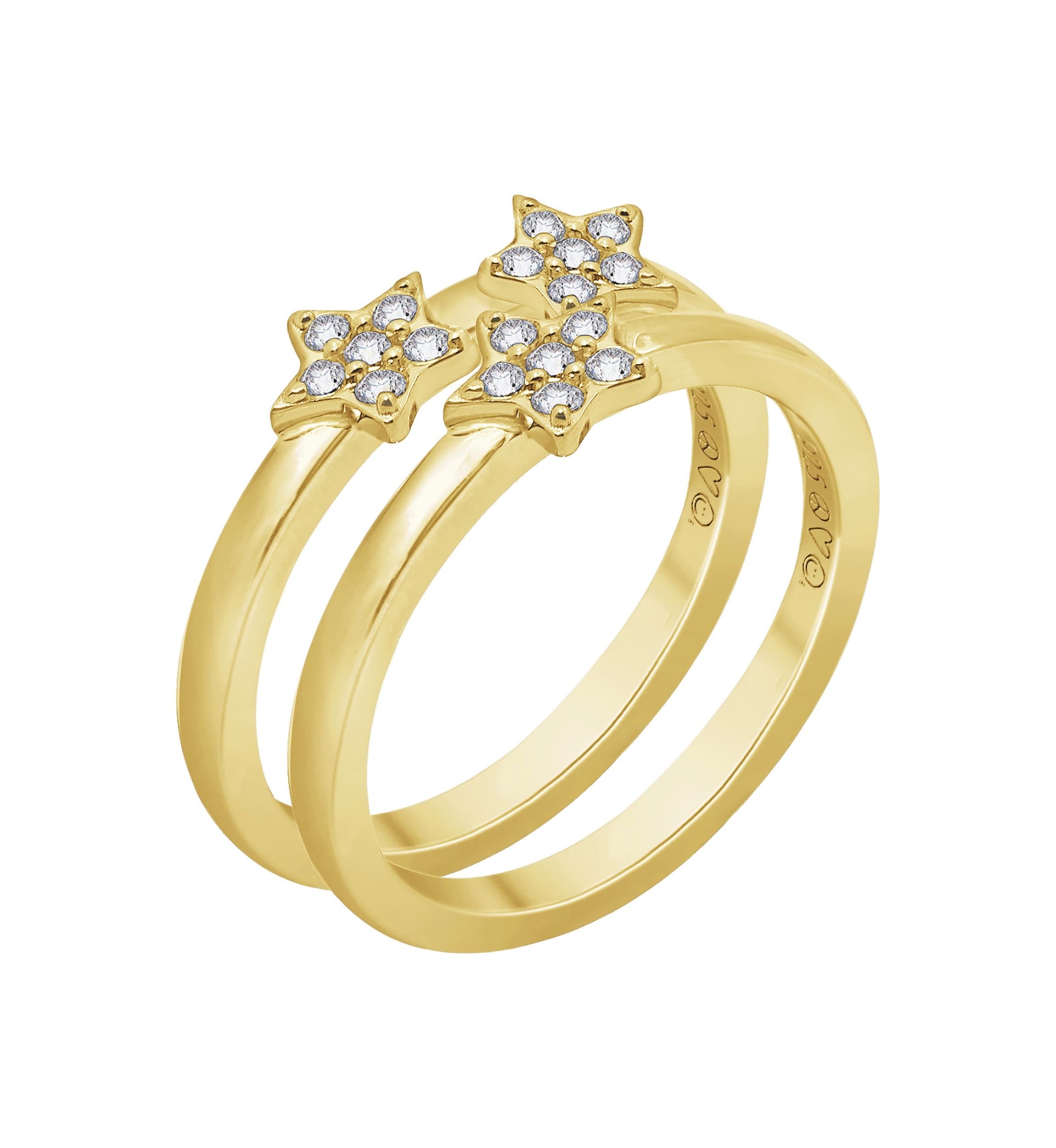 1/5 ct. t.w. Set of 2 Star Rings in 14K Yellow Gold 