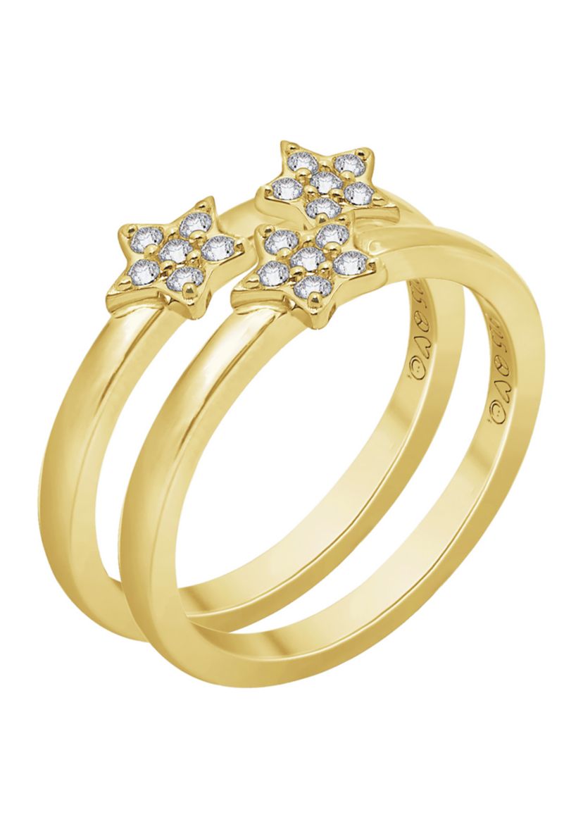 1/5 ct. t.w. Set of 2 Star Rings in 14K Yellow Gold 