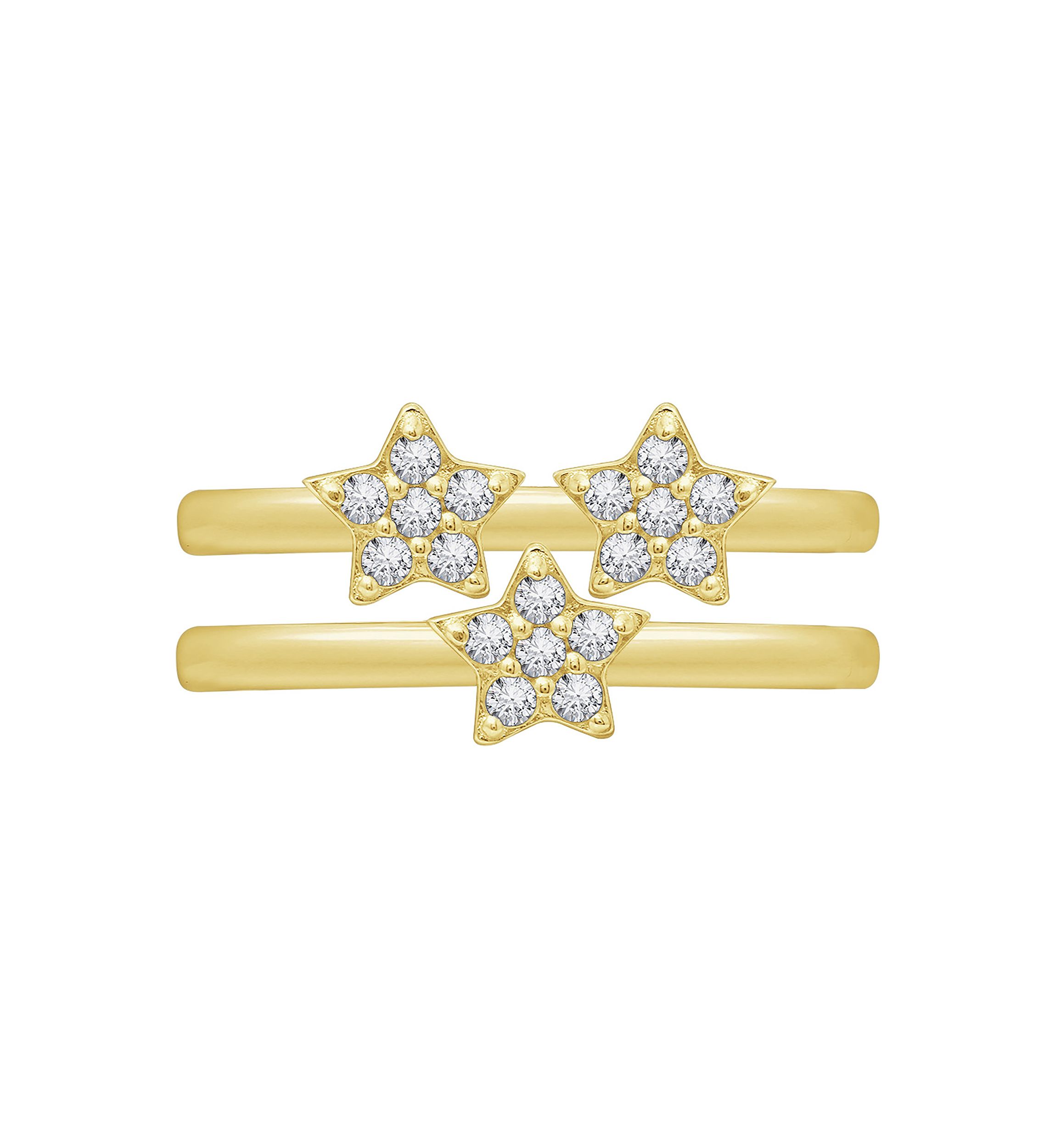 1/5 ct. t.w. Set of 2 Star Rings in 14K Yellow Gold 