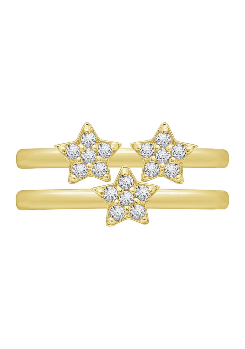 1/5 ct. t.w. Set of 2 Star Rings in 14K Yellow Gold 