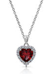 Platinum Plated Sterling Silver 2.3 ct. t.w. Swarovski® Cubic Zirconia Heart Halo Pendant Necklace, 16 in + 2 in Extender