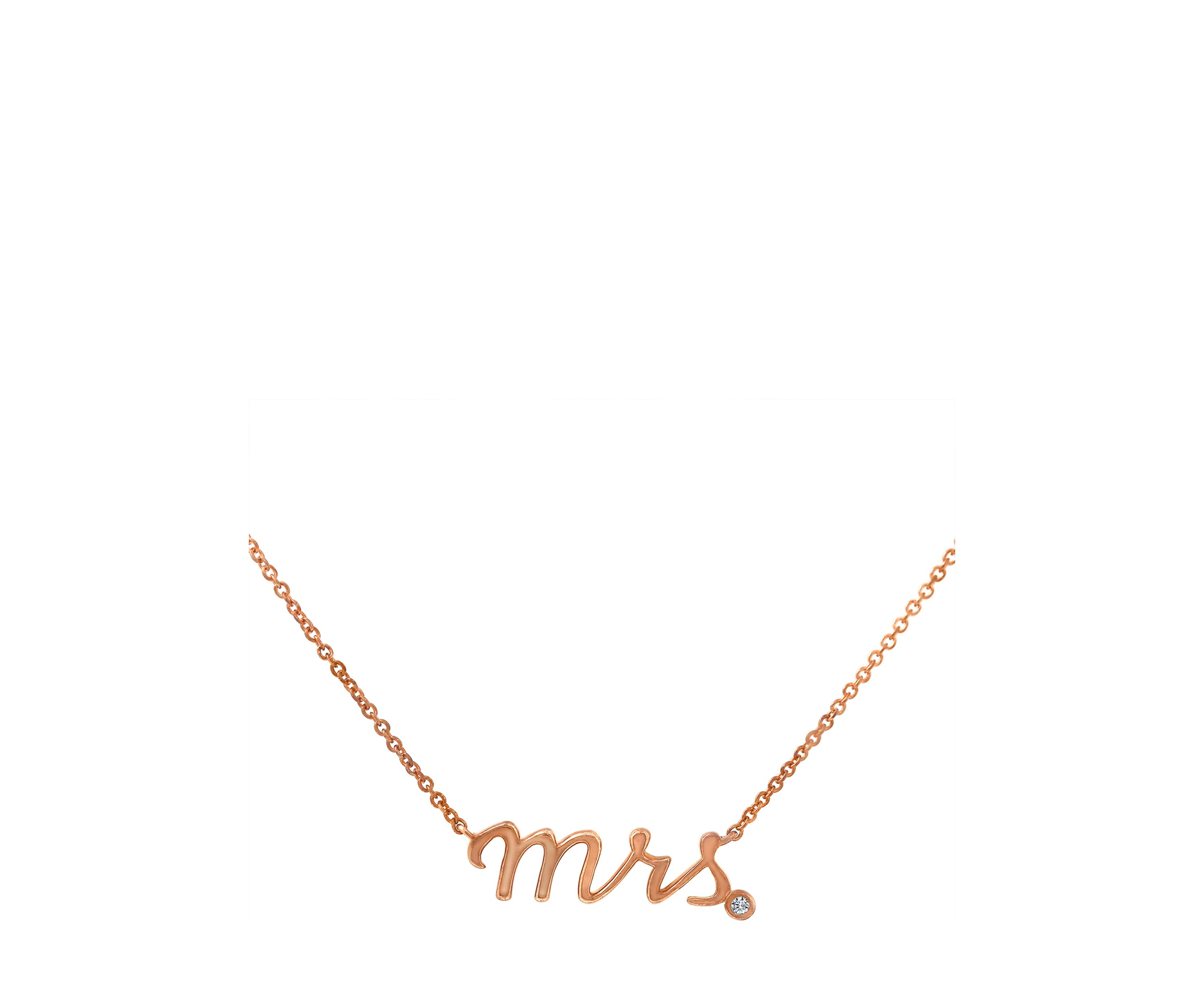 Sterling Silver 1/10 ct. t.w. Swarovski® Cubic Zirconia "Mrs." Pendant Necklace, 16 in + 2 in Extender