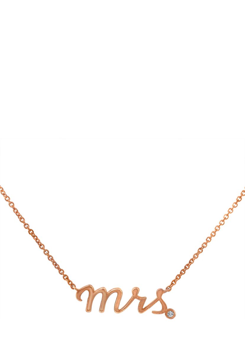 Sterling Silver 1/10 ct. t.w. Swarovski® Cubic Zirconia "Mrs." Pendant Necklace, 16 in + 2 in Extender