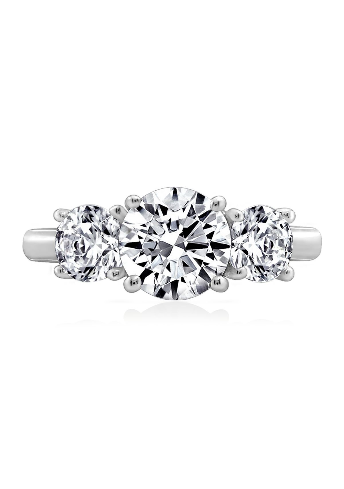 Platinum Plated Sterling Silver 3 ct. t.w. Round Swarovski® Cubic Zirconia  3 Stone Ring
