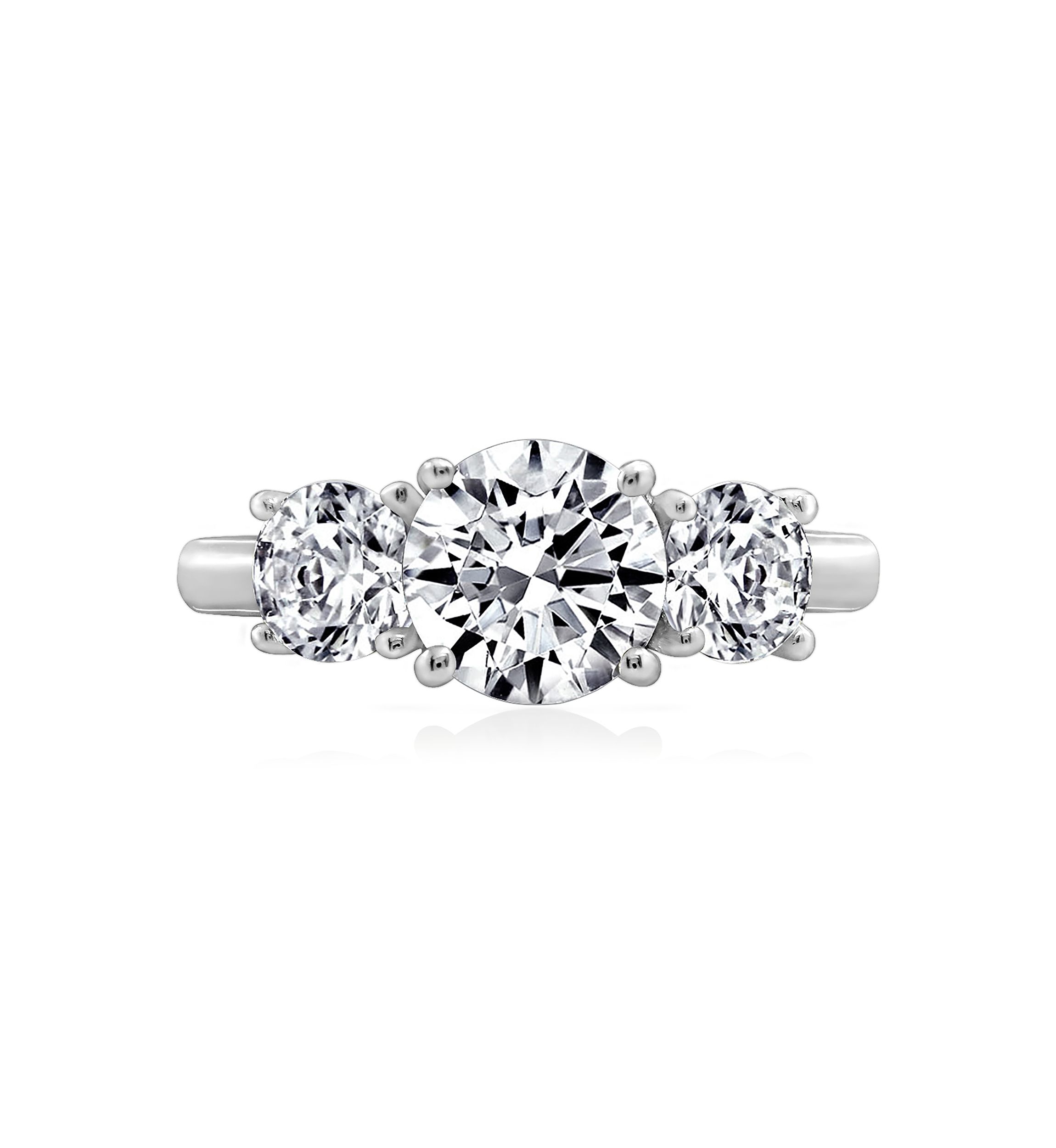 Platinum Plated Sterling Silver 3 ct. t.w. Round Swarovski® Cubic Zirconia  3 Stone Ring