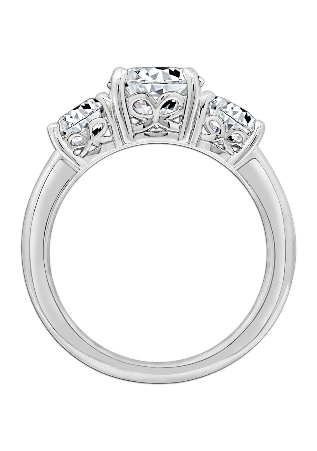 Platinum Plated Sterling Silver 3 ct. t.w. Round Swarovski® Cubic Zirconia  3 Stone Ring