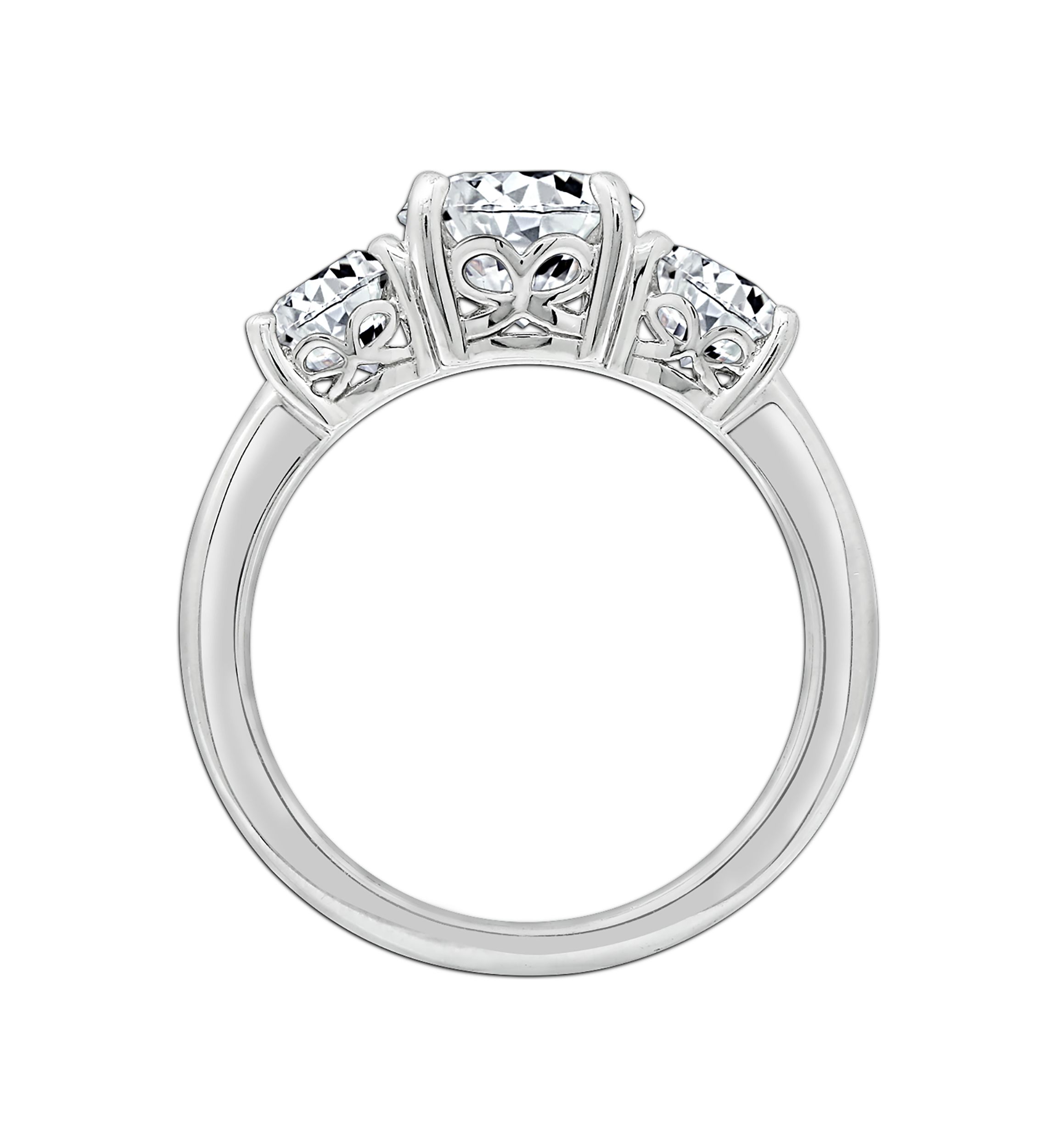 Platinum Plated Sterling Silver 3 ct. t.w. Round Swarovski® Cubic Zirconia  3 Stone Ring