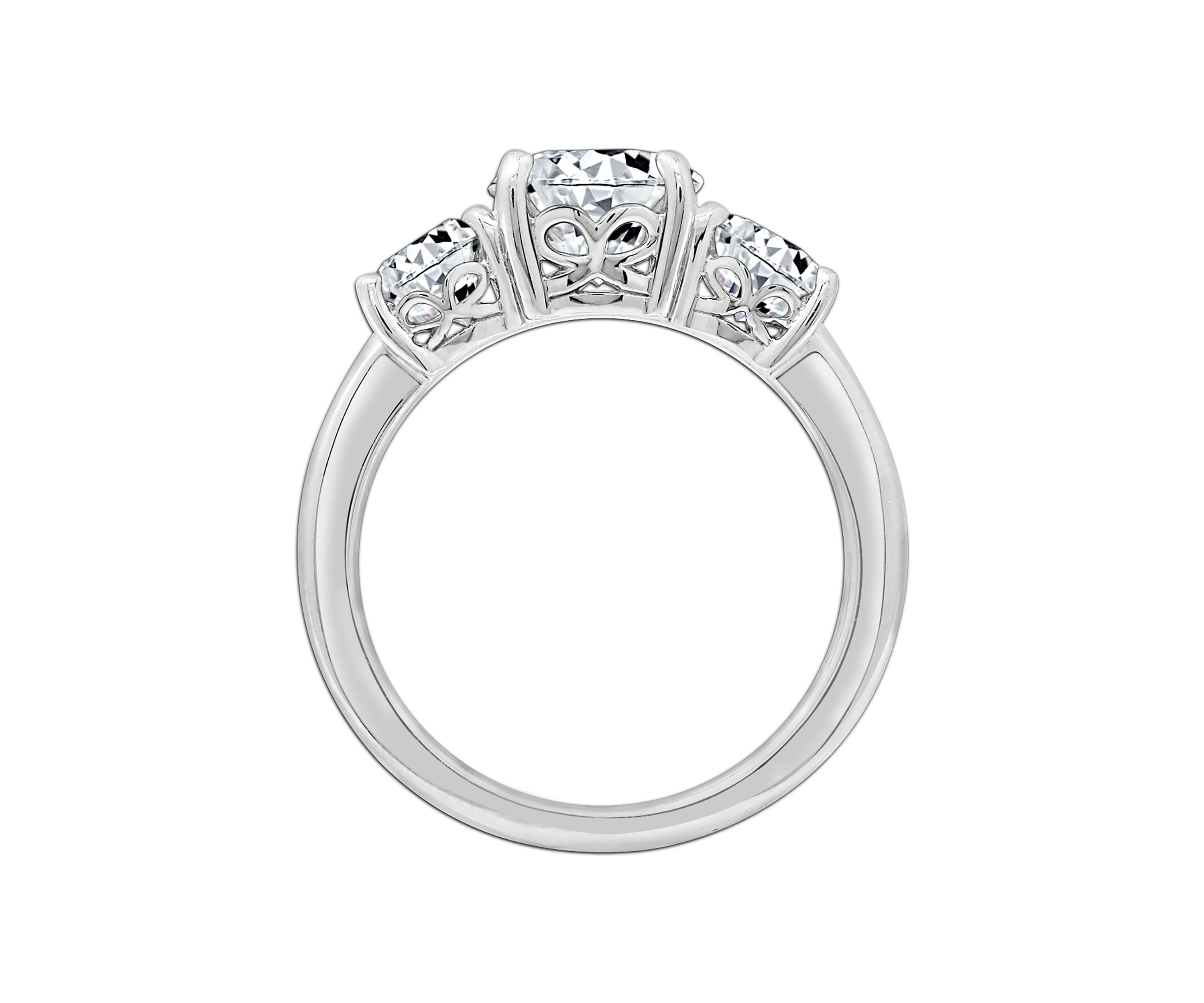 Platinum Plated Sterling Silver 3 ct. t.w. Round Swarovski® Cubic Zirconia  3 Stone Ring