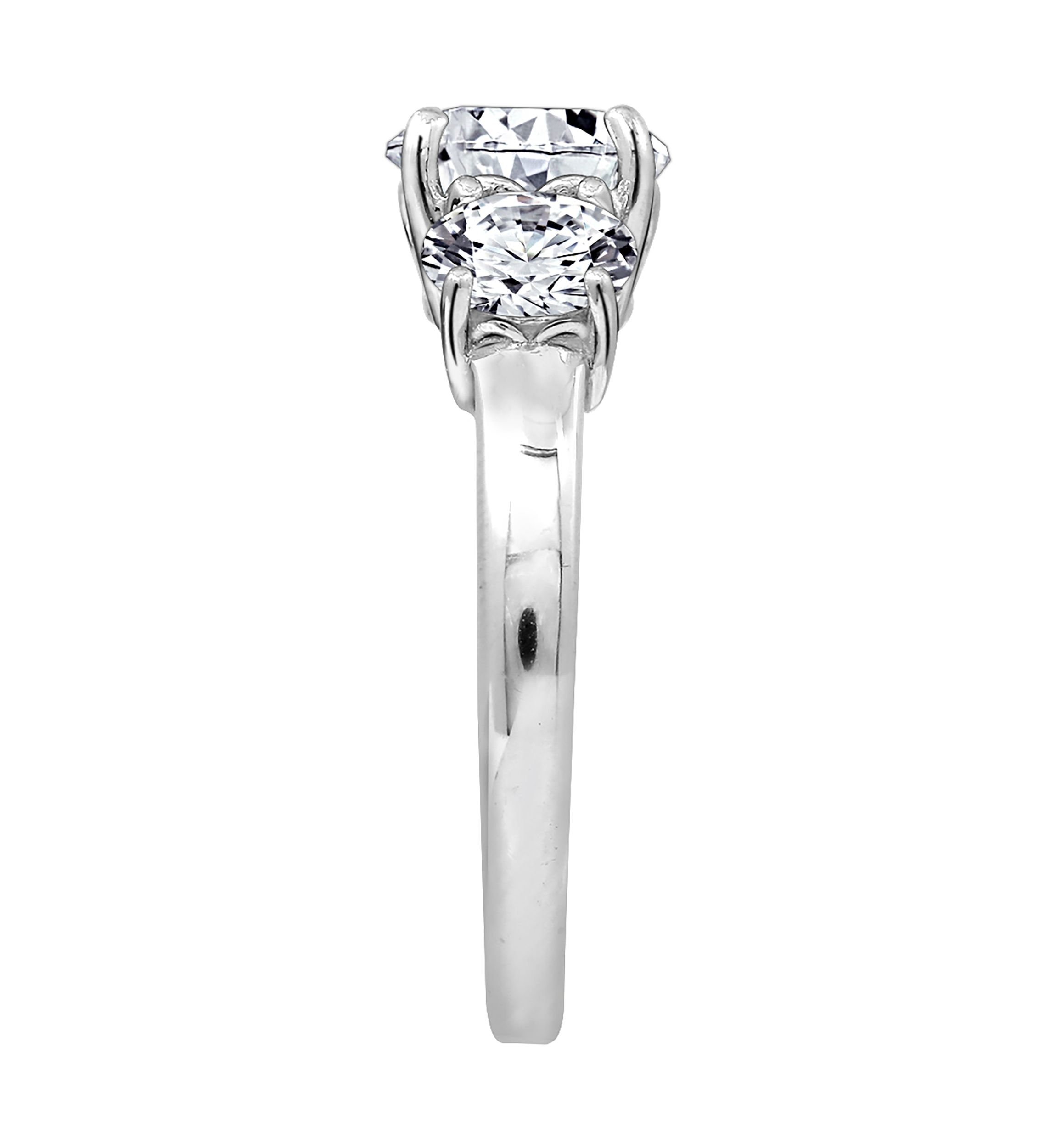 Platinum Plated Sterling Silver 3 ct. t.w. Round Swarovski® Cubic Zirconia  3 Stone Ring