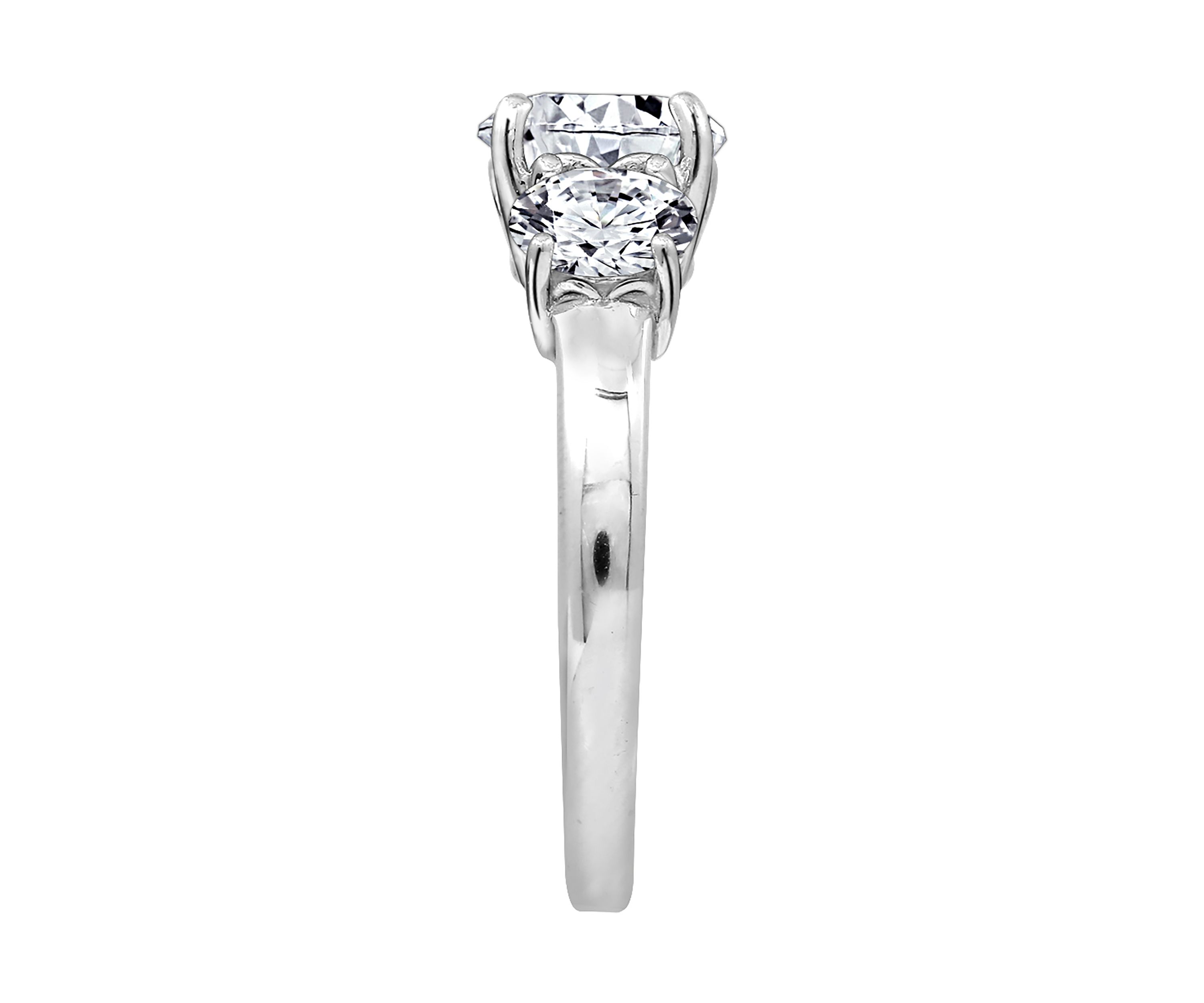 Platinum Plated Sterling Silver 3 ct. t.w. Round Swarovski® Cubic Zirconia  3 Stone Ring