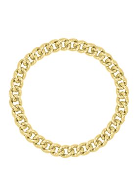 Yellow Gold Plated Sterling Silver Curb Chain Ring