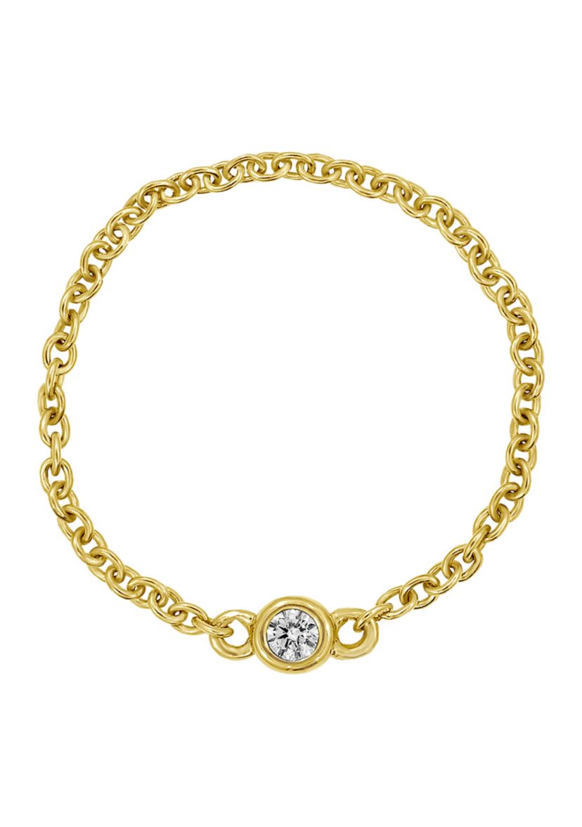 Yellow Gold Plated Sterling Silver Cable Chain Ring