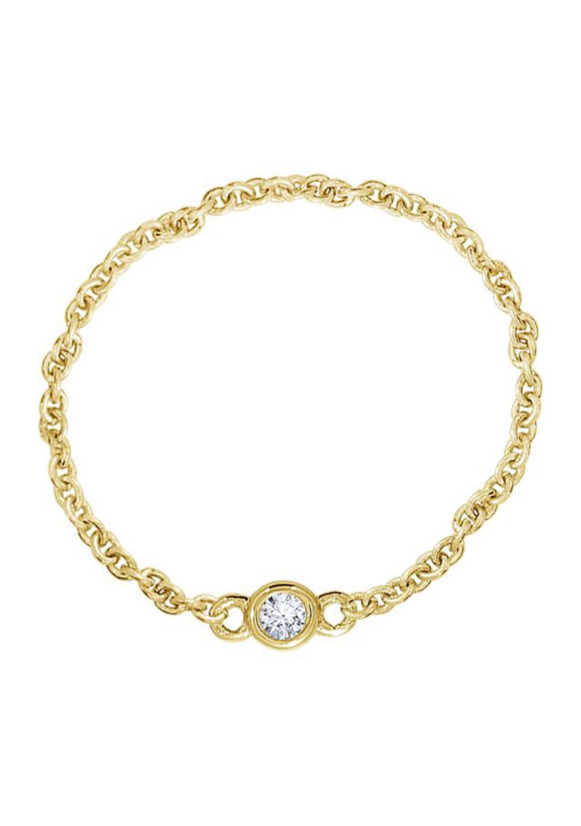 Yellow Gold Plated Sterling Silver Cable Chain Ring