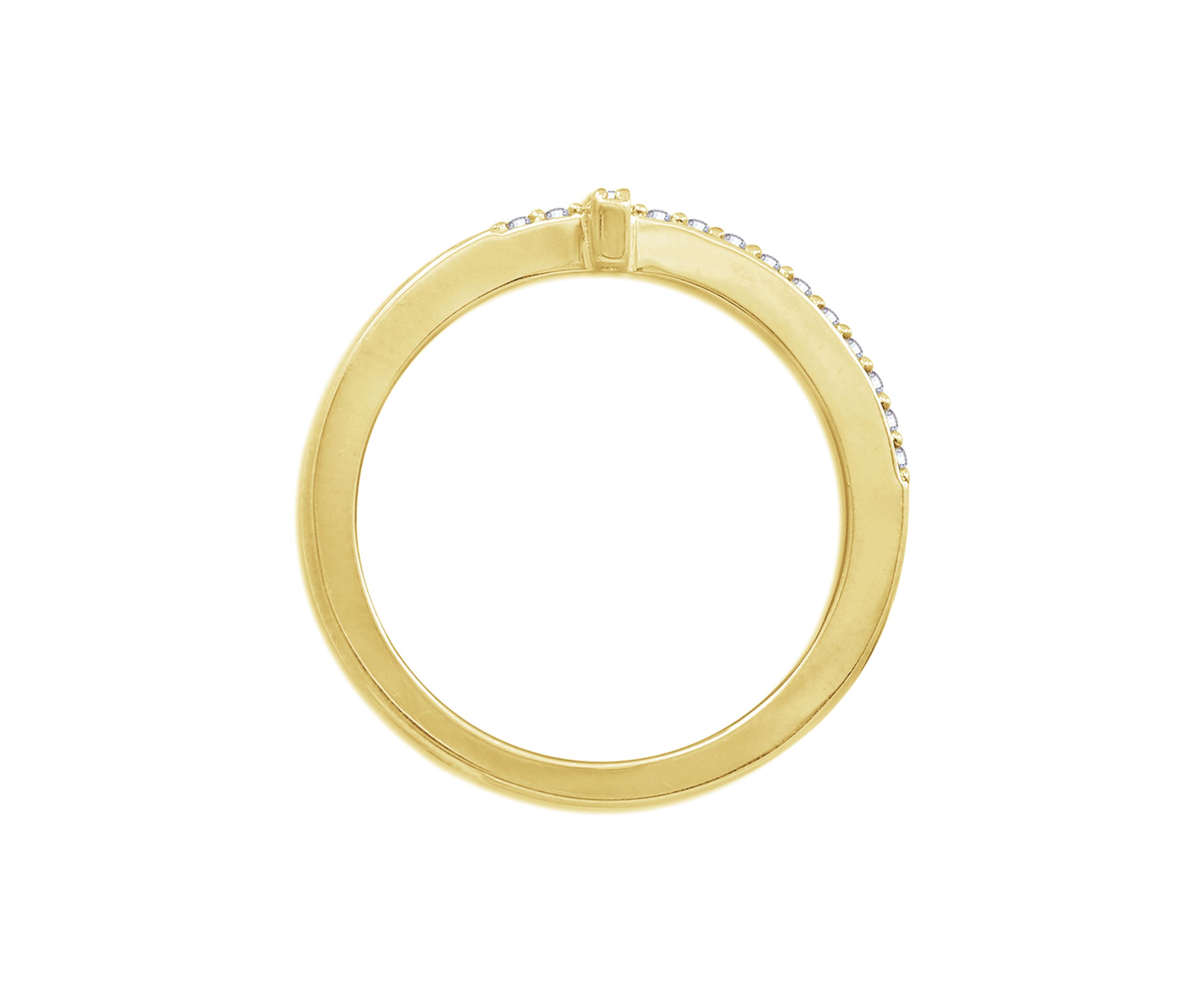 Yellow Gold Plated Sterling Silver Round 1/4 ct. t.w. Cubic Zirconia Set of 2 Stackable Rings 