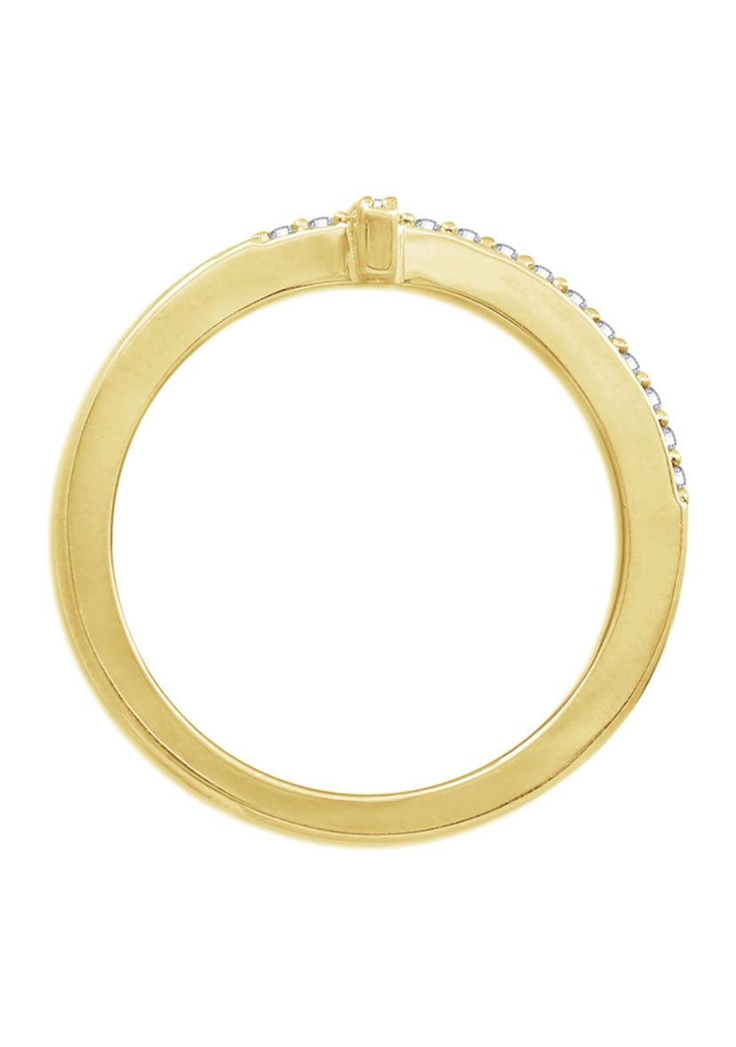 Yellow Gold Plated Sterling Silver Round 1/4 ct. t.w. Cubic Zirconia Set of 2 Stackable Rings 