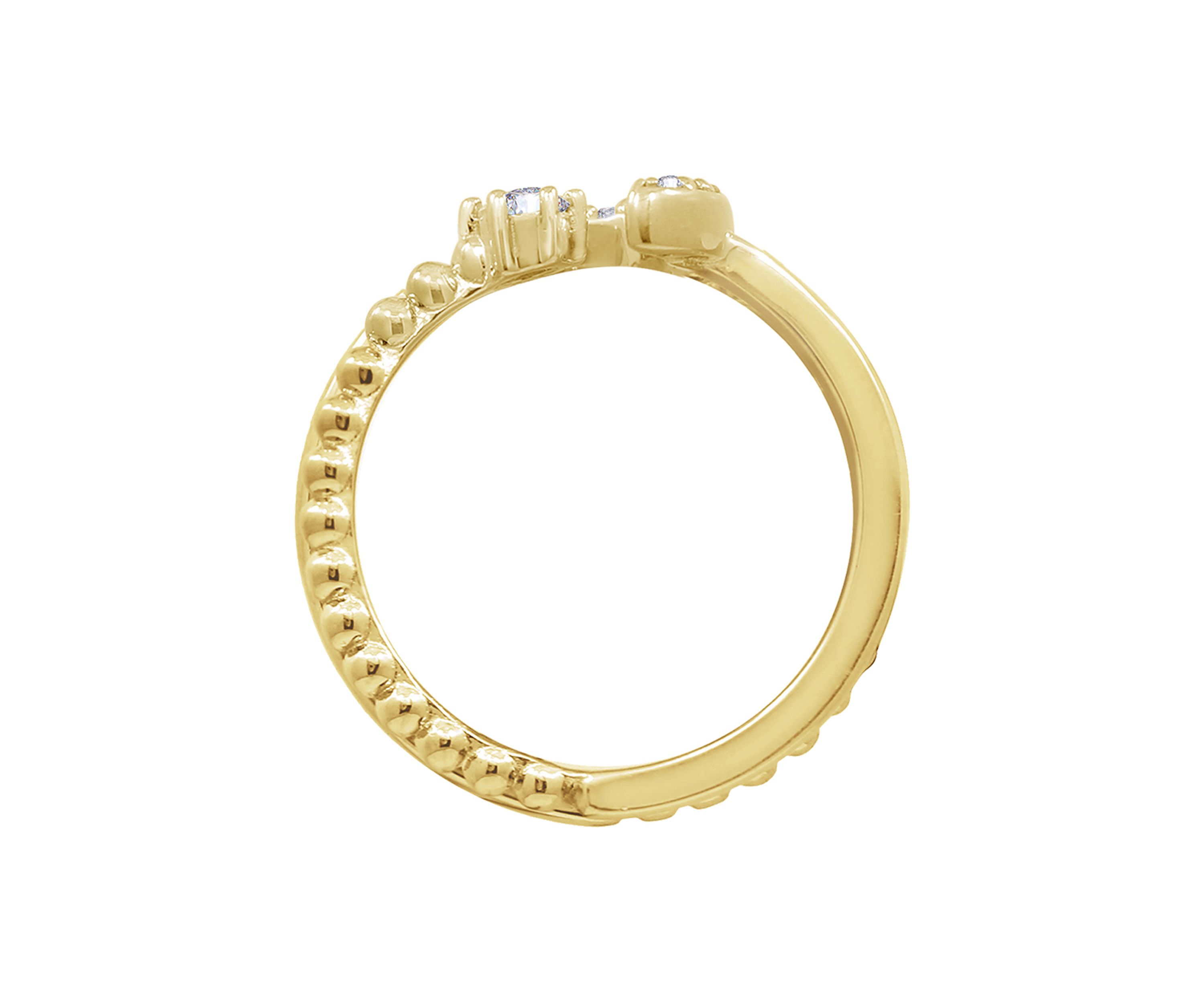 Yellow Gold Plated Sterling Silver 1/5 ct. t.w. Cubic Zirconia Celestial Moon and Star Ring Set