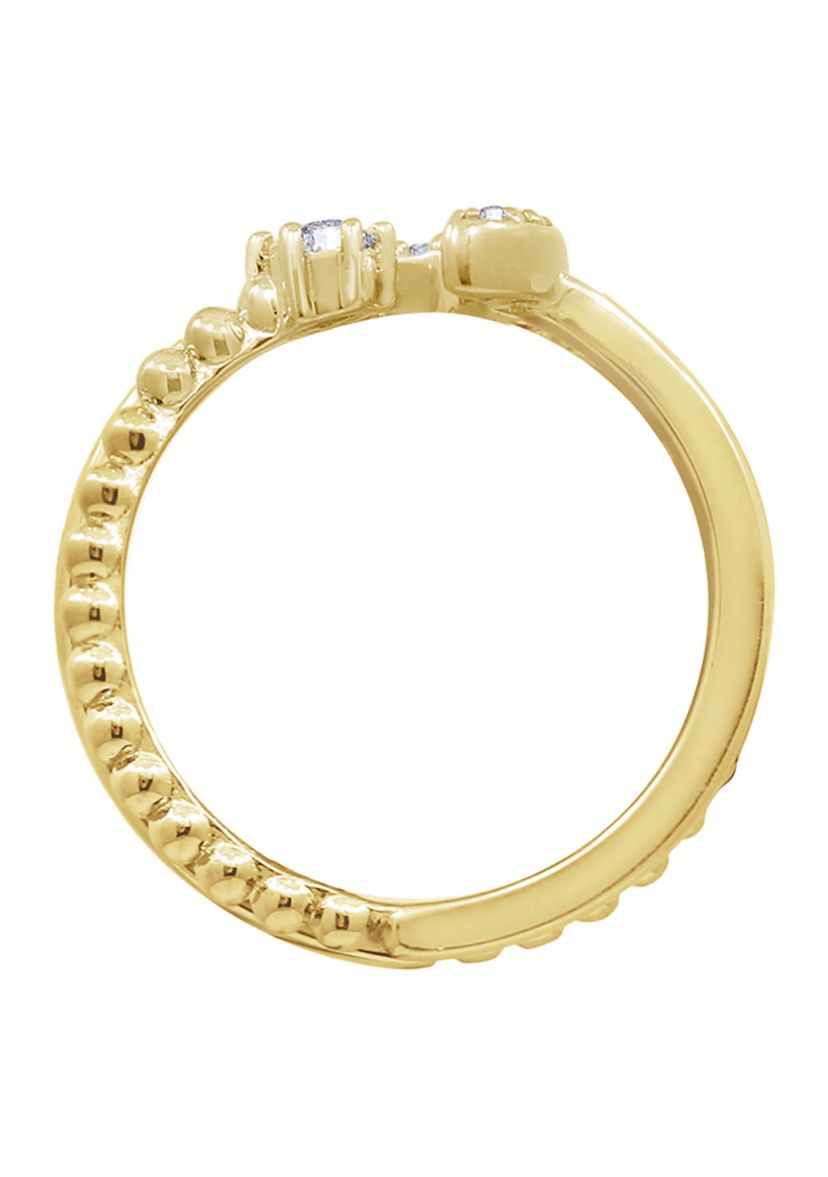 Yellow Gold Plated Sterling Silver 1/5 ct. t.w. Cubic Zirconia Celestial Moon and Star Ring Set