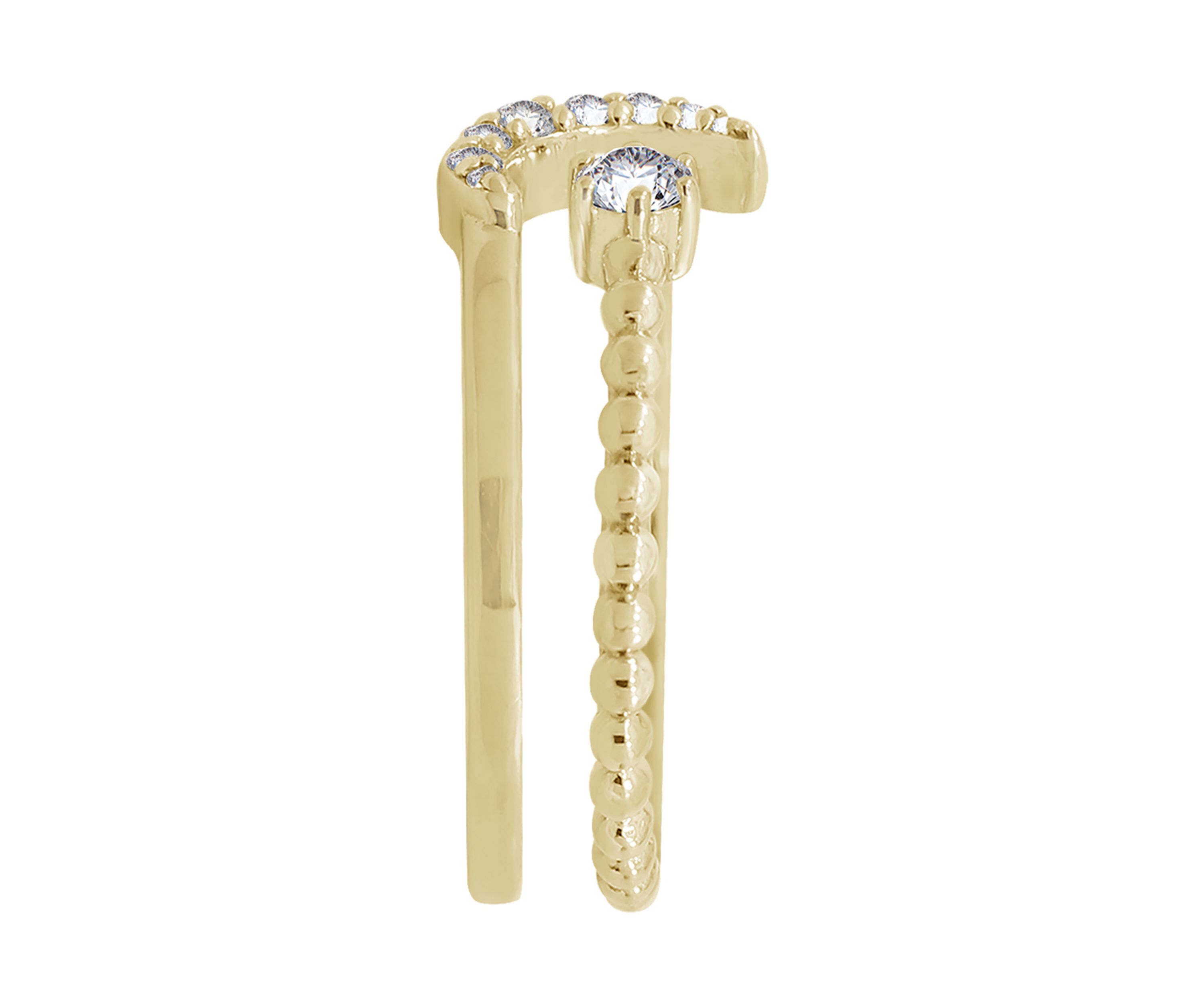 Yellow Gold Plated Sterling Silver 1/5 ct. t.w. Cubic Zirconia Celestial Moon and Star Ring Set